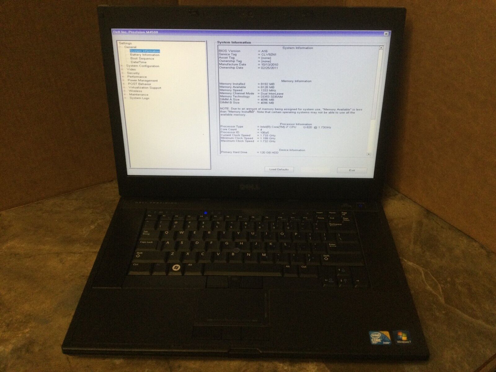 Dell Precision M4500 15.7″ Intel Core i7-820Q CPU/8GB/128GB SSD/Quadro/Win 10