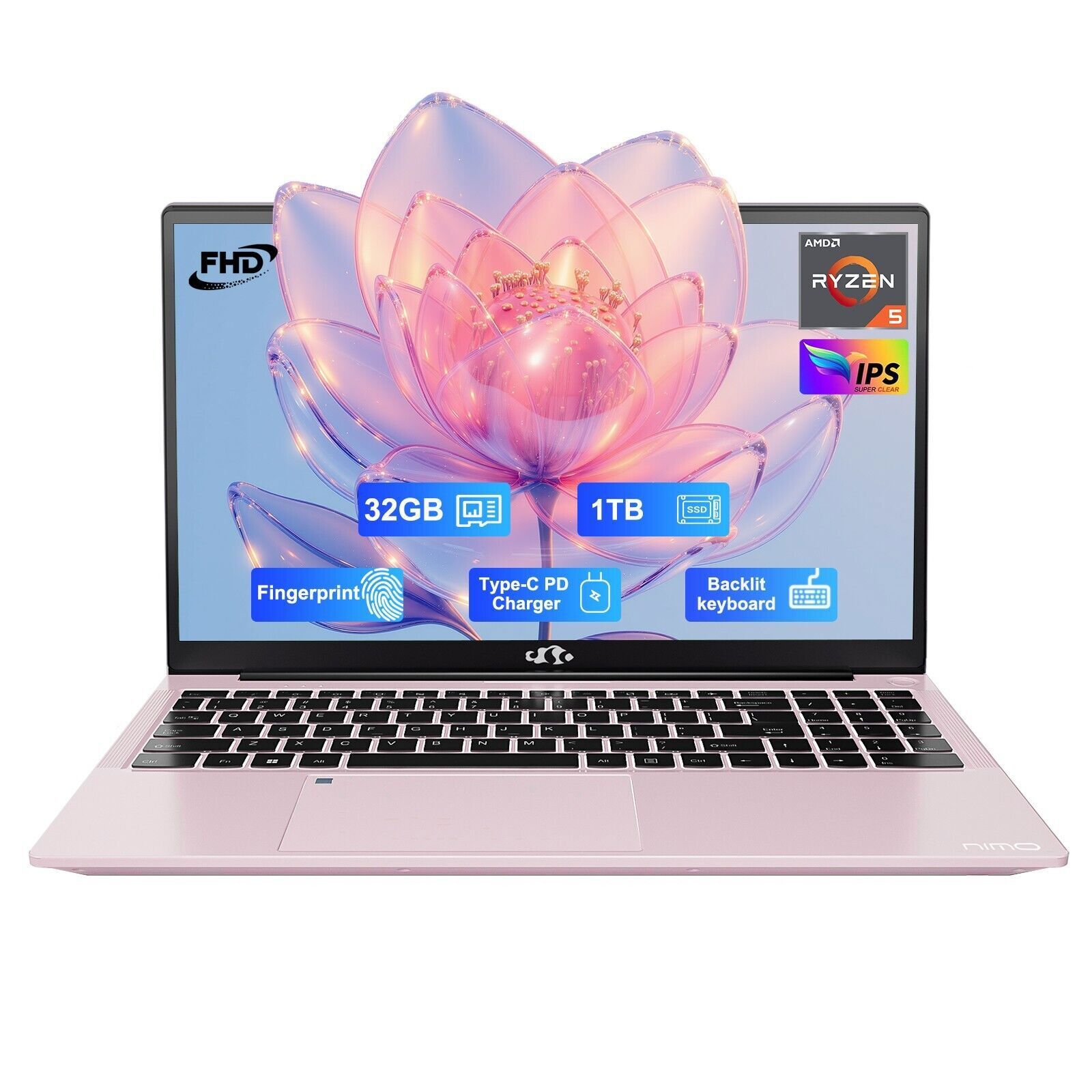 15.6 FHD IPS Laptop-Computer AMD Ryzen 5  3.7GHz 32GB RAM 1TB SSD BT5.2 Numpad