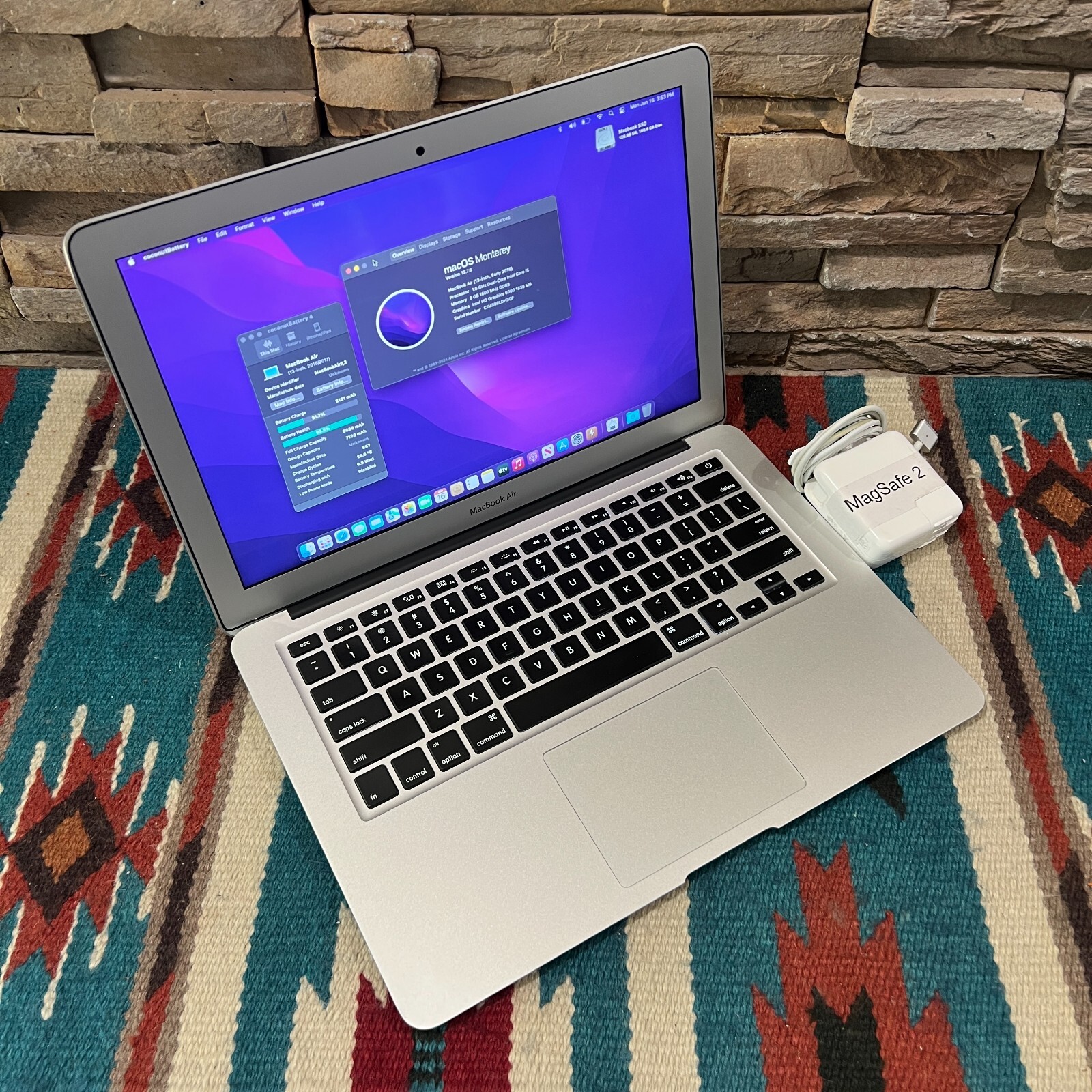 2015 Apple Macbook Air 13″ Laptop! i5 1.6ghz 8GB RAM 120GB SSD MacOS Monterey