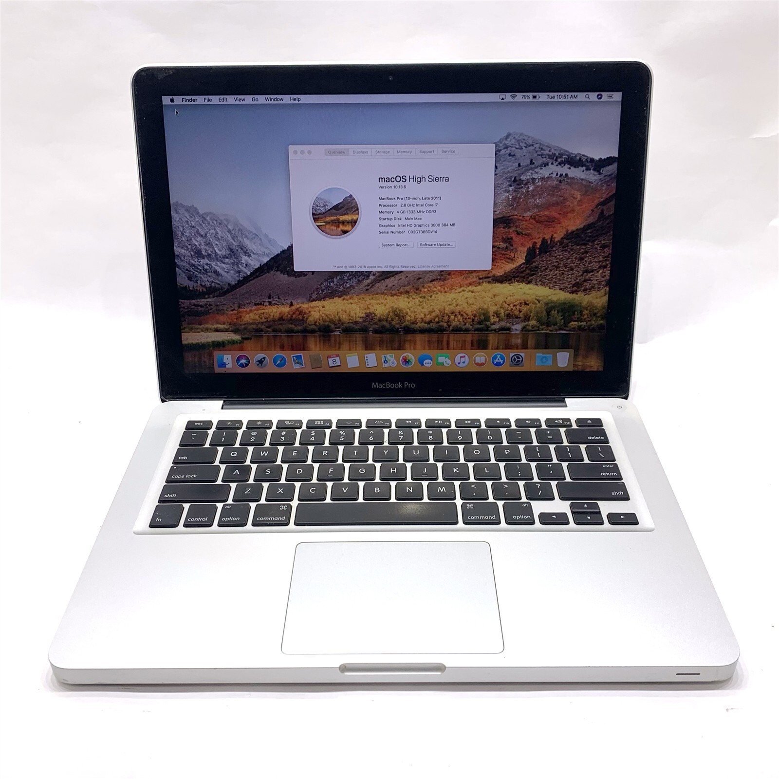 Apple Macbook Pro 8,1 A1278 2011 13.3″ i7-2640M 2.8GHz 8GB 512GB SSD High Sierra