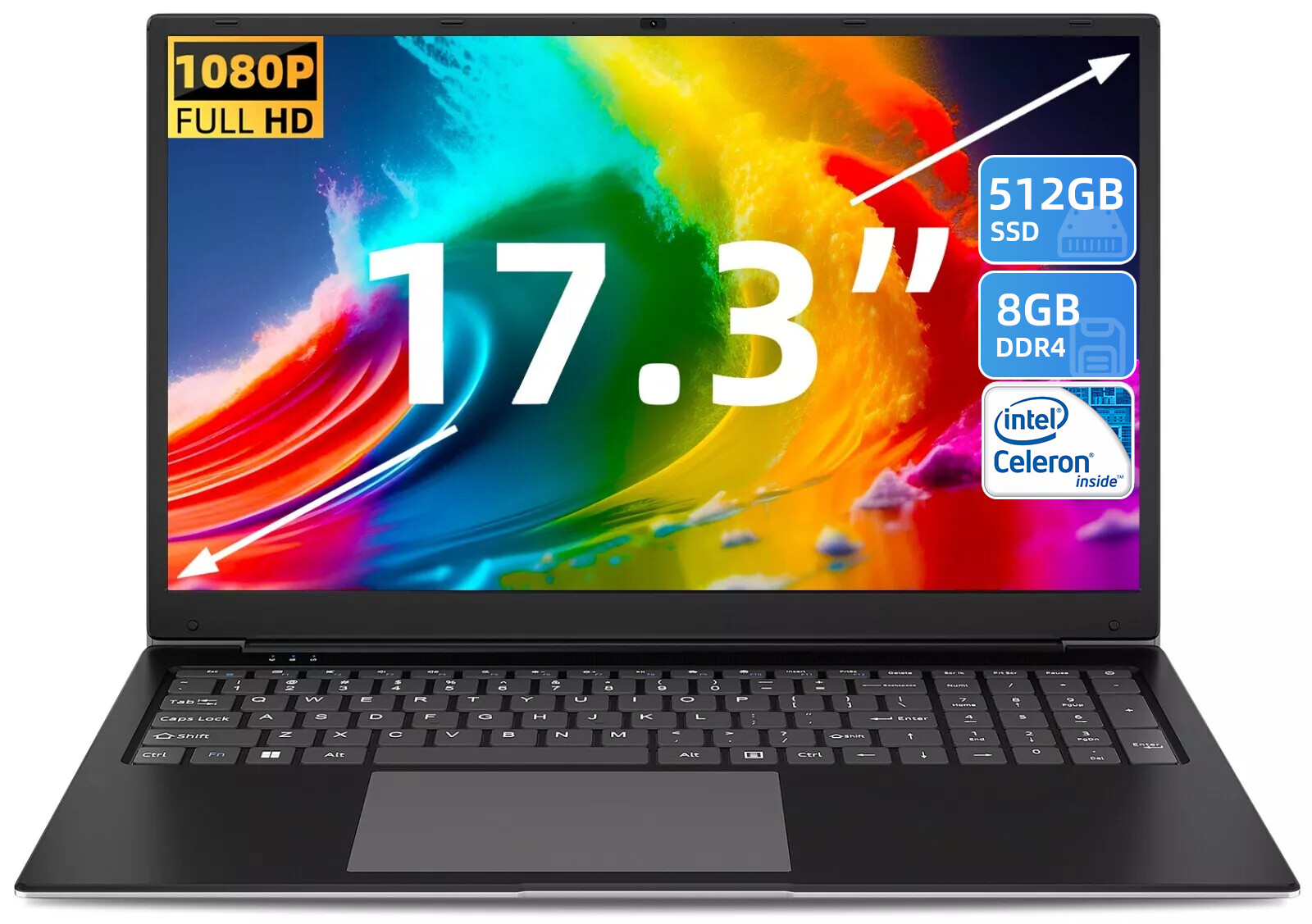 SGIN 17.3″ FHD Laptop Notebook-Intel Celeron Up to 2.8 GHz 512GB memory 8GB RAM