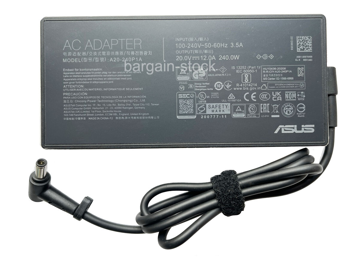 240W AC Adapter Charger For ASUS TUF Gaming A16 Advantage FA617NS FA617XS 20V12A