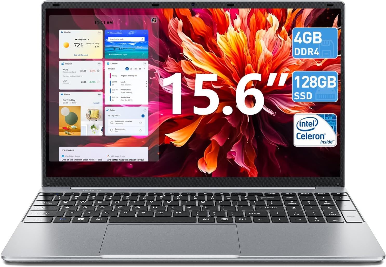 SGIN 15.6” Laptop Notebook | Intel Celeron | 4GB RAM | 128GB SSD | Windows 11