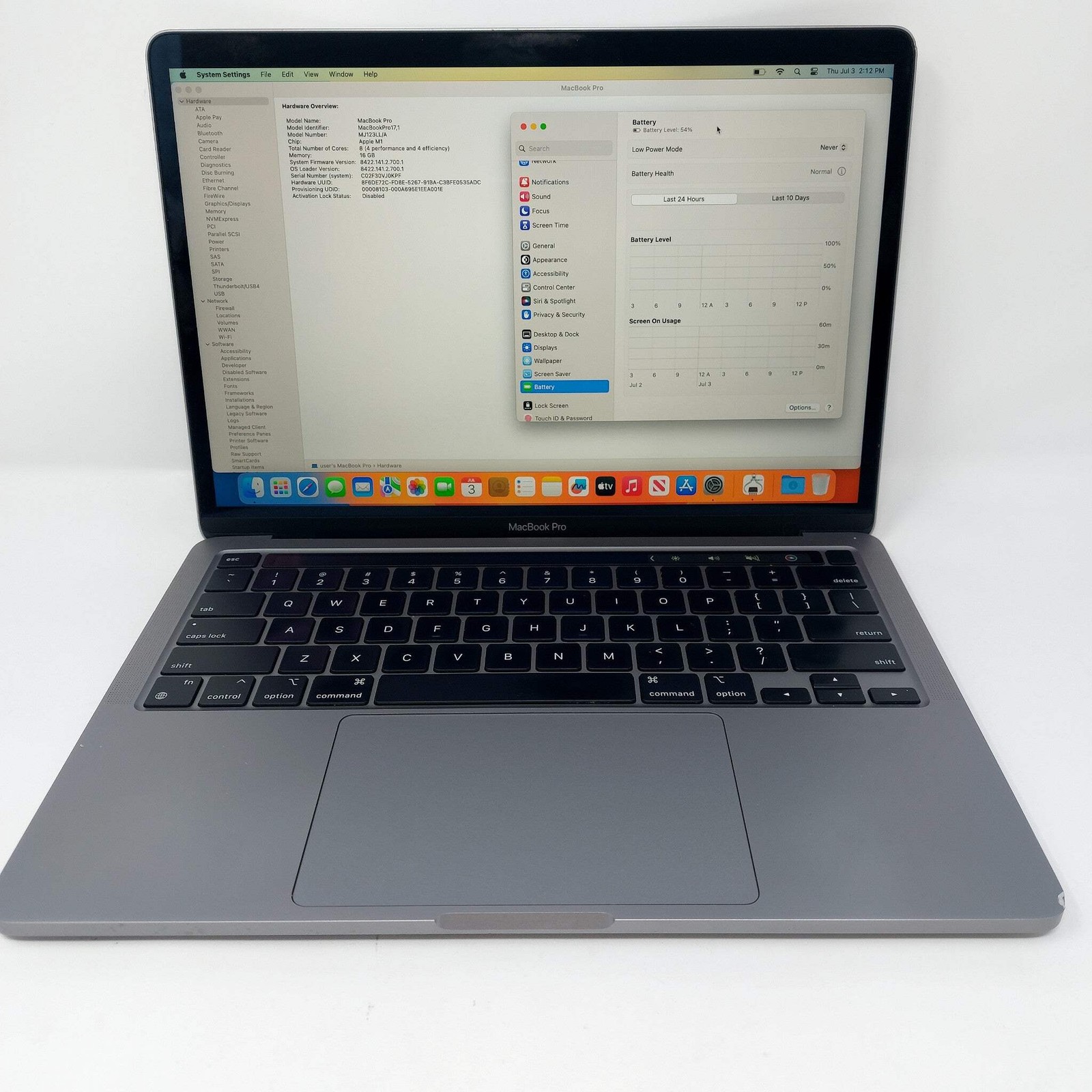 2020 Apple MacBook Pro 13.3″ M1 8C GPU 3.2GHz 16GB RAM 1TB SSD A2238