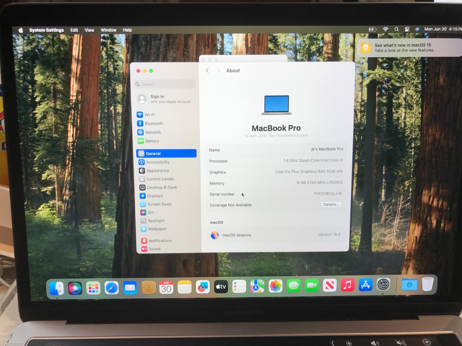 2019 Apple MacBook Pro 13.3″ i5 1.4GHz 8GB 256GB Gray A2159  USED #254