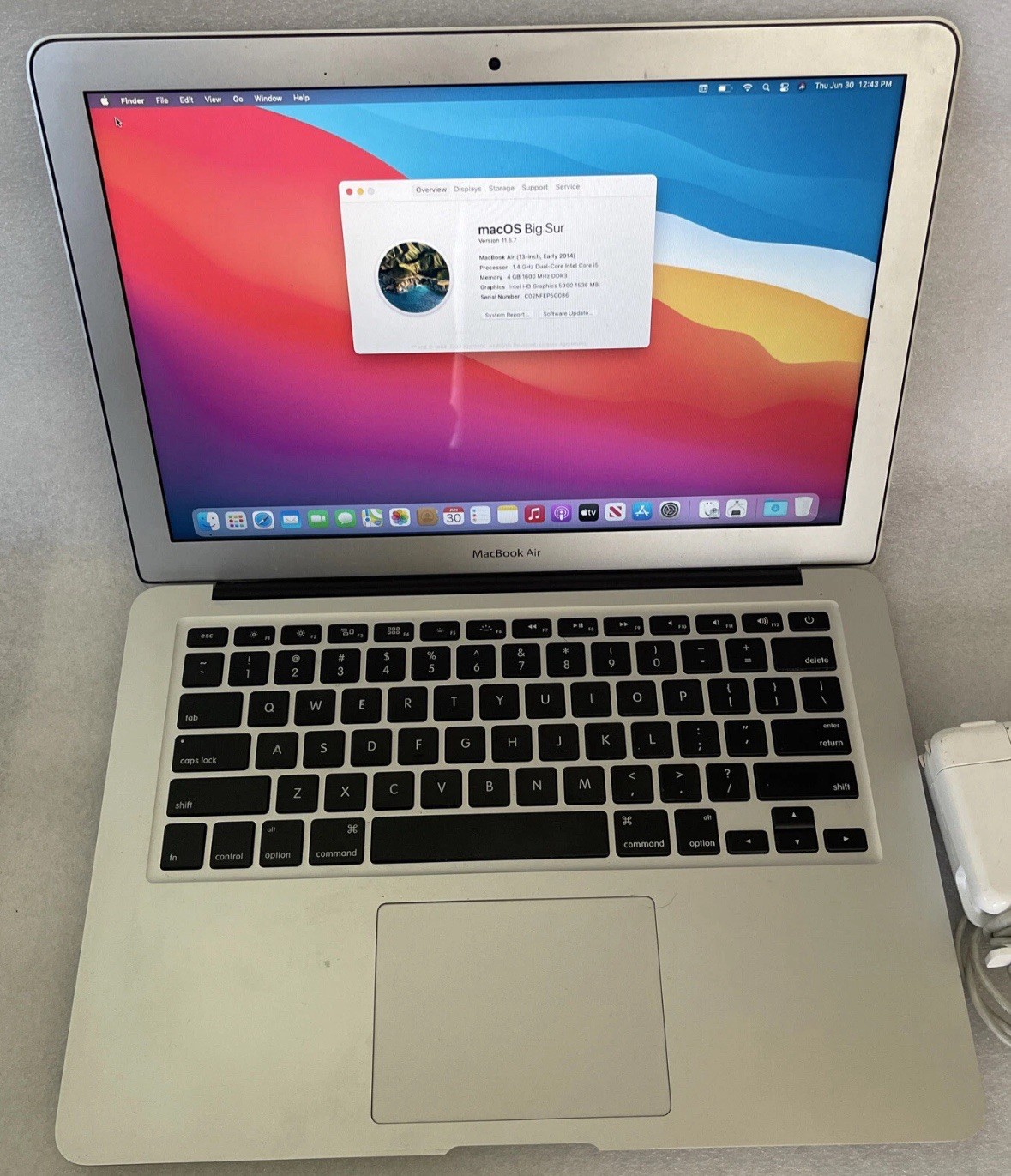 Apple MacBook Air 13” A1466 1.3ghz Core i5 4gb Ram 128gb SSD MacOS Big Sur