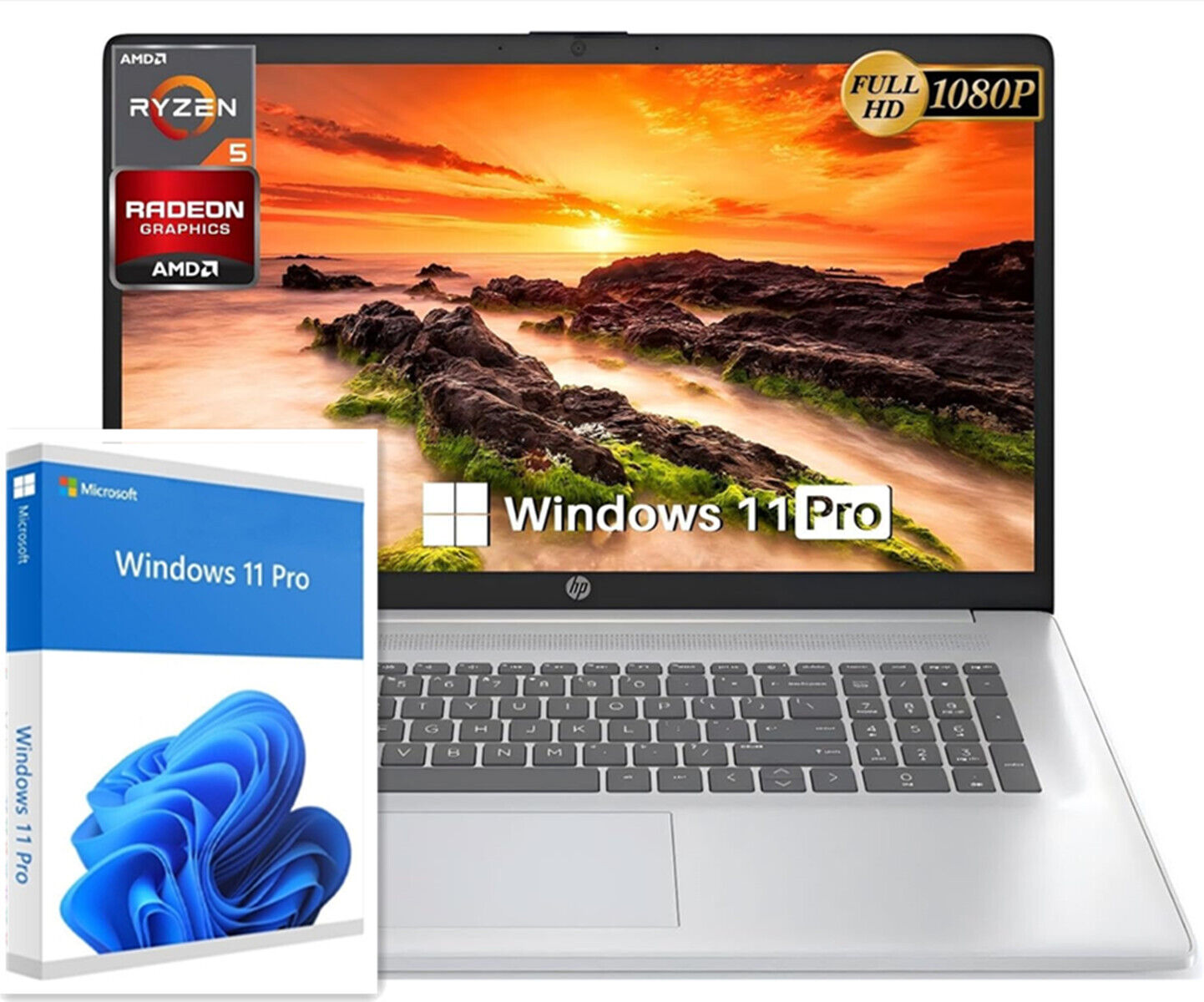 HP 17.3″ FHD IPS Laptop AMD Ryzen 5 7430U 32GB RAM 1TB SSD Win 11 Pro