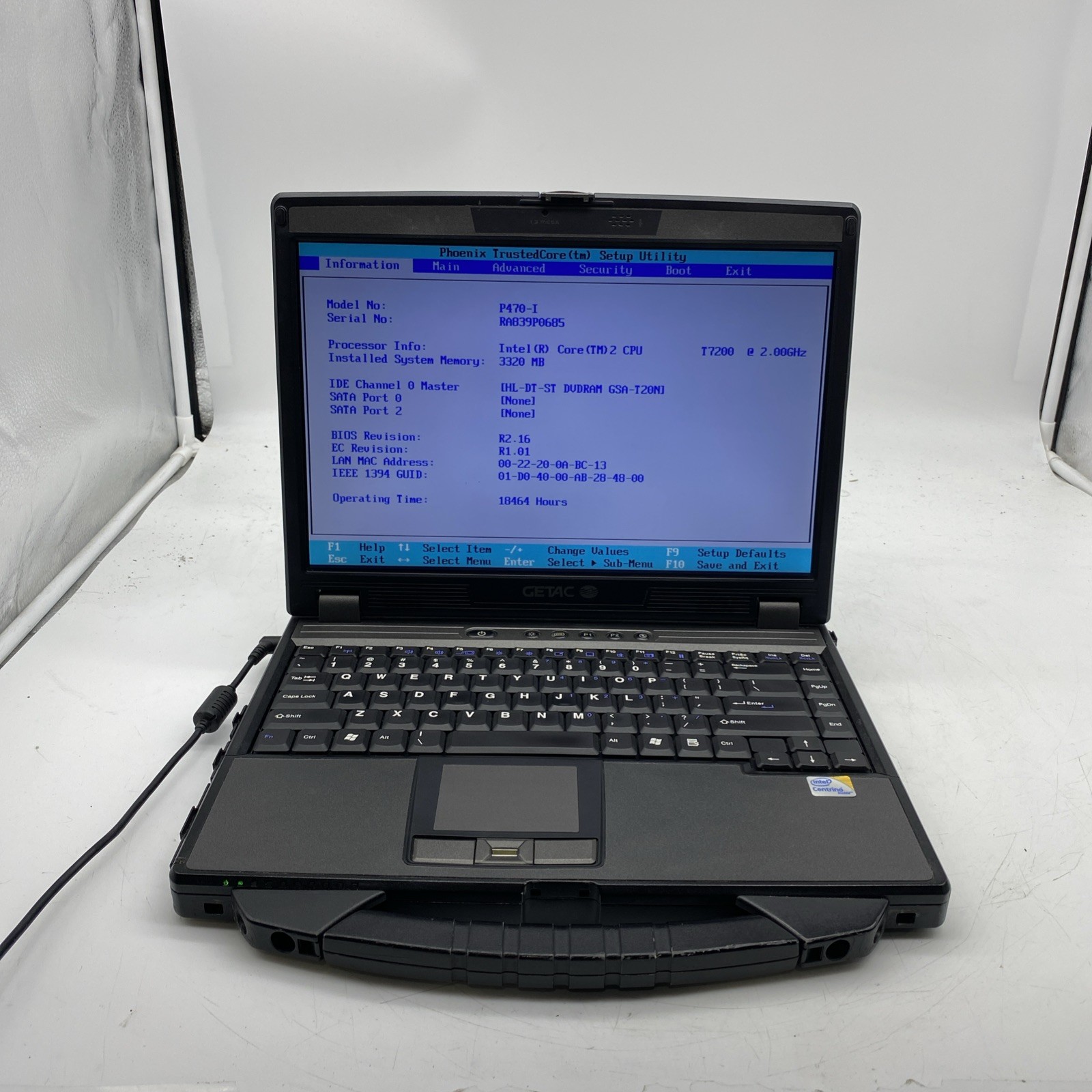 GETAC P470 Toughbook Intel Core 2 T7200 2GHz 3GB RAM NO HDD