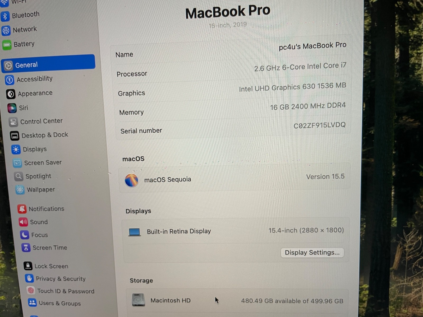 Apple MacBook Pro 2019 A1990 16″ Intel Core i7 2.60GHz 16GB 512GB SSD MacOS ~