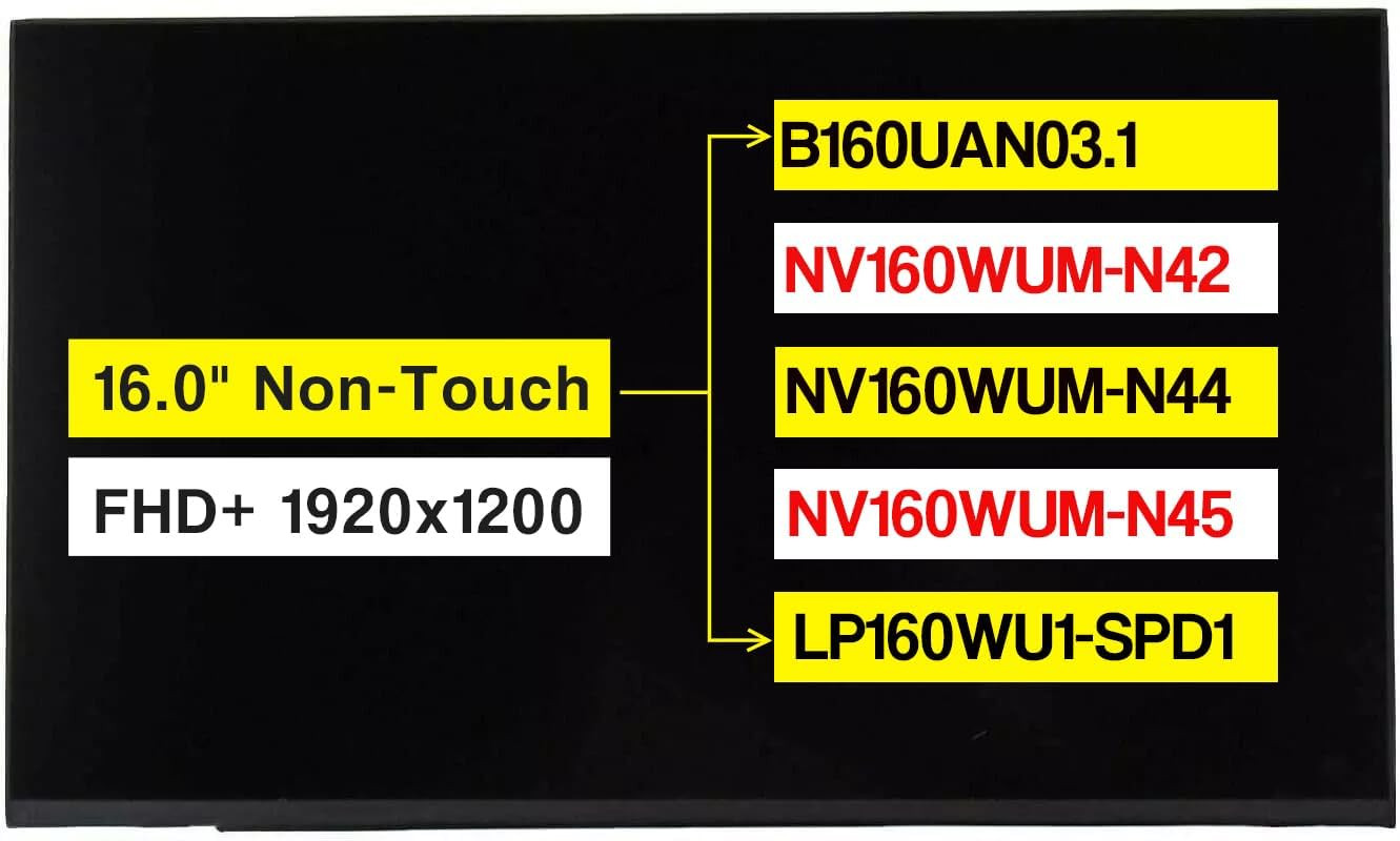 B160UAN03.1 LP160WU1-SPD1 16.0″ LCD Non-Touch Screen Replacement FHD+ 30Pin