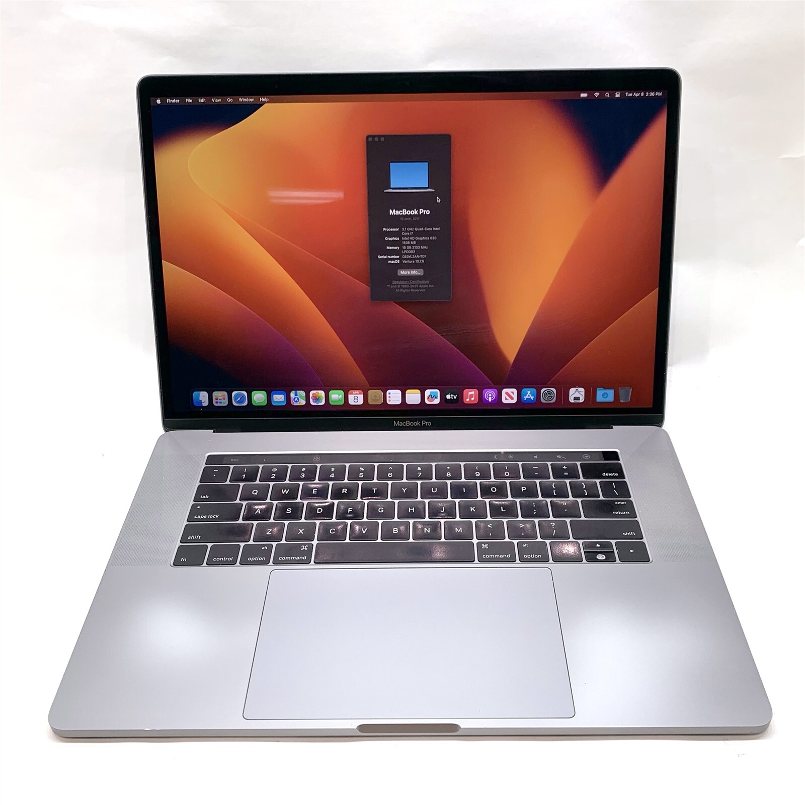 Apple Macbook Pro A1707 15″ Touch Retina i7-7920HQ 3.10 GHz 16GB 1TB SSD Ventura