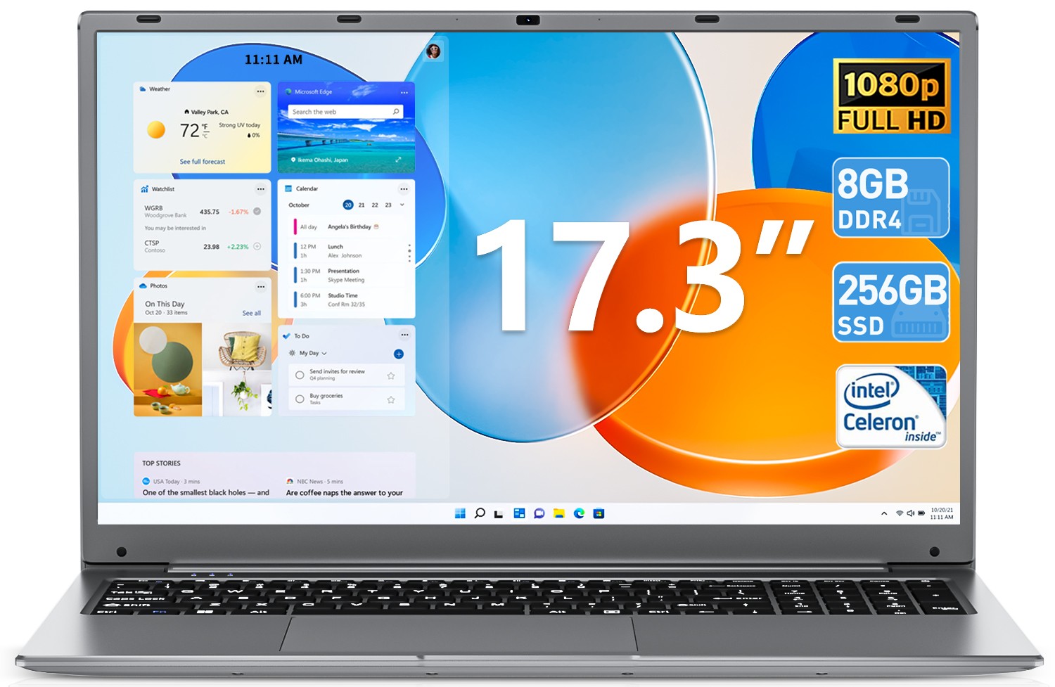 SGIN 17.3″ Laptop 8GB RAM 256GB SSD Intel Celeron N4020 Dual-core up to 2.8Ghz