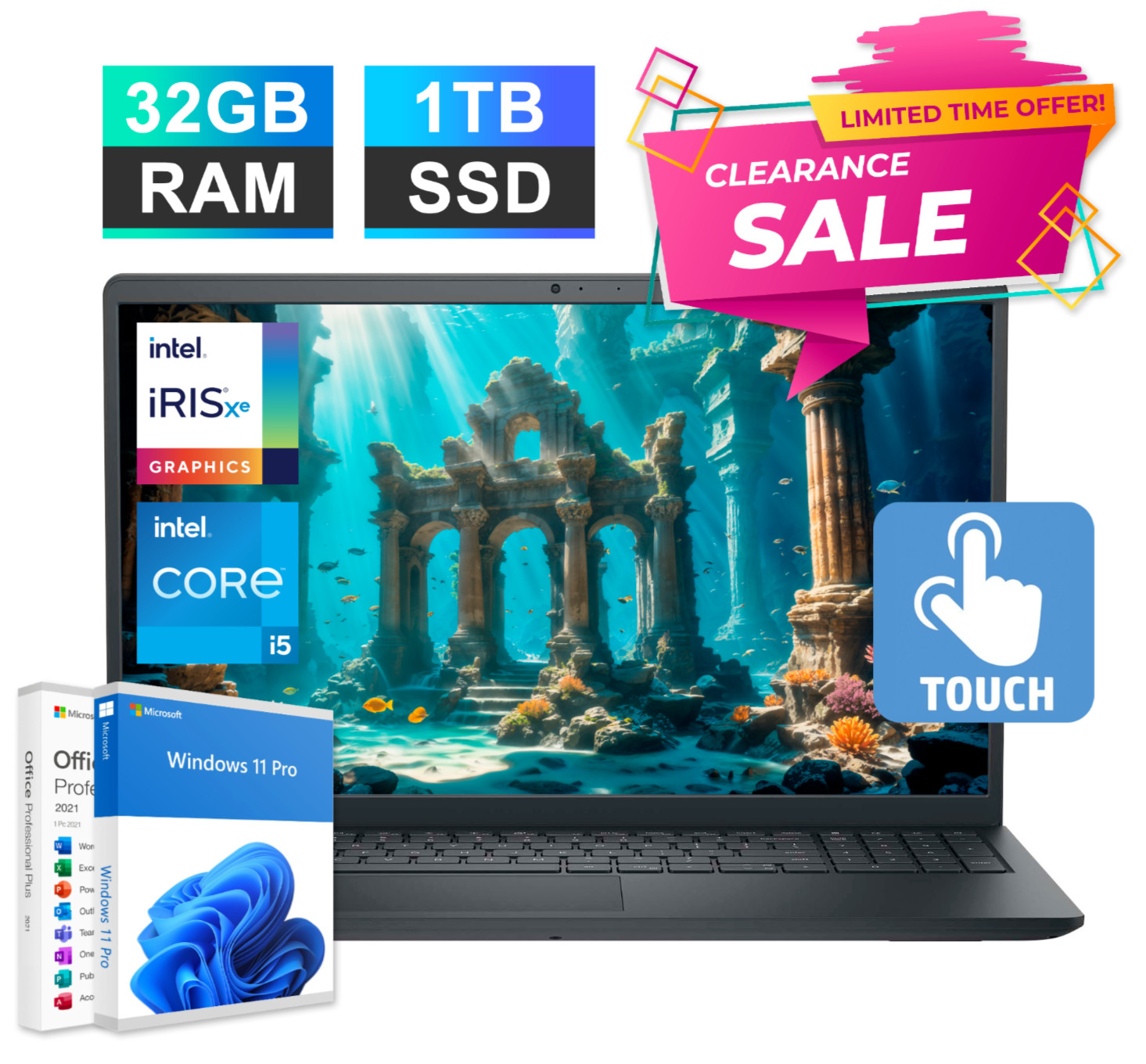 2025 Dell Laptop Inspiron 15.6 Touch Intel i5-1235U 32GB RAM 1TB SSD Win 11 PRO