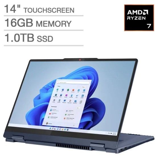 Lenovo Ideapad 5 14″ FHD 2in1 Touchscreen Ryzen 7 8845HS 16GB 1TB SSD W11H U
