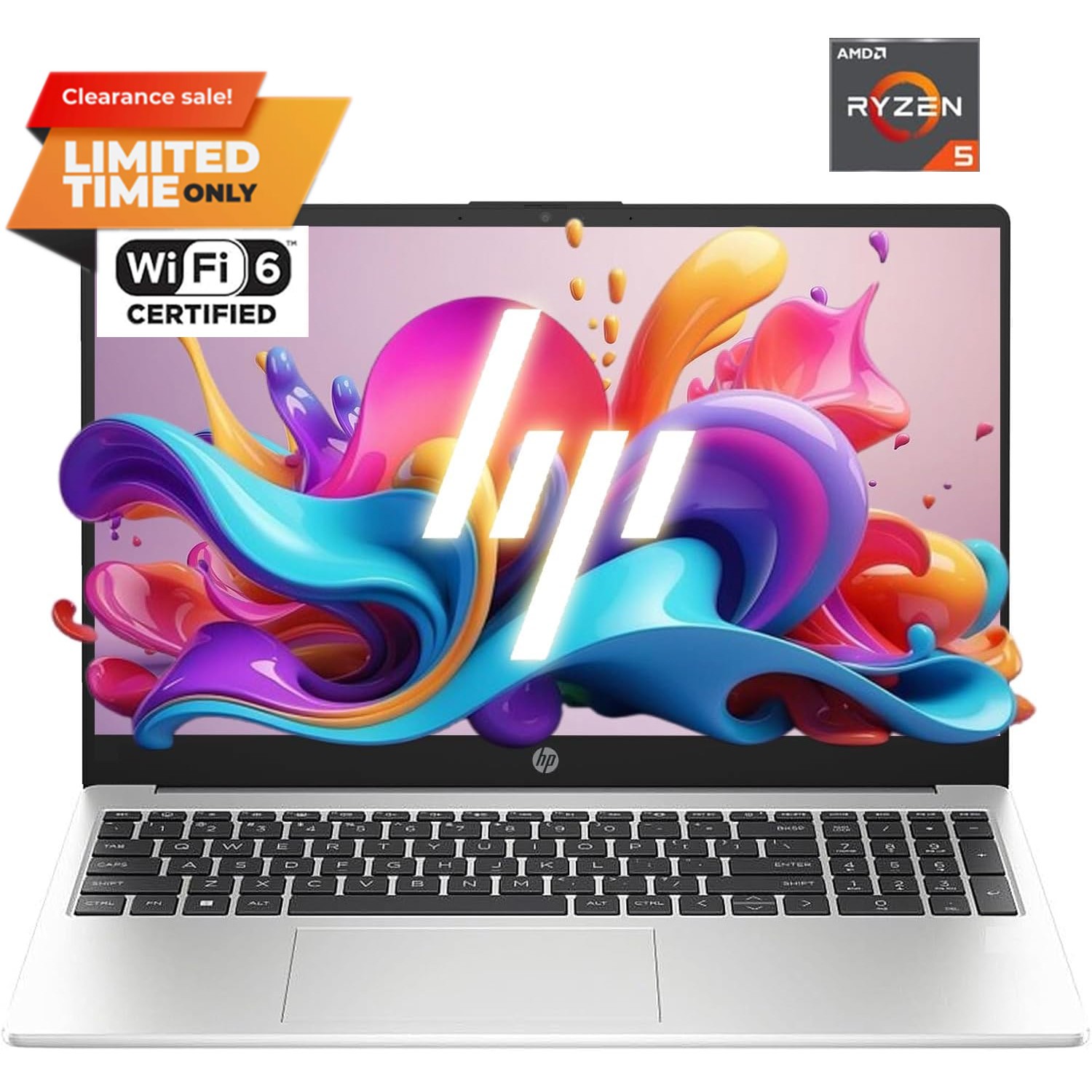 2025 HP 255 G10 15.6″ FHD Business Laptop,Ryzen 5 7530U,UpTo 64GB 2TB SSD Wi-Fi6