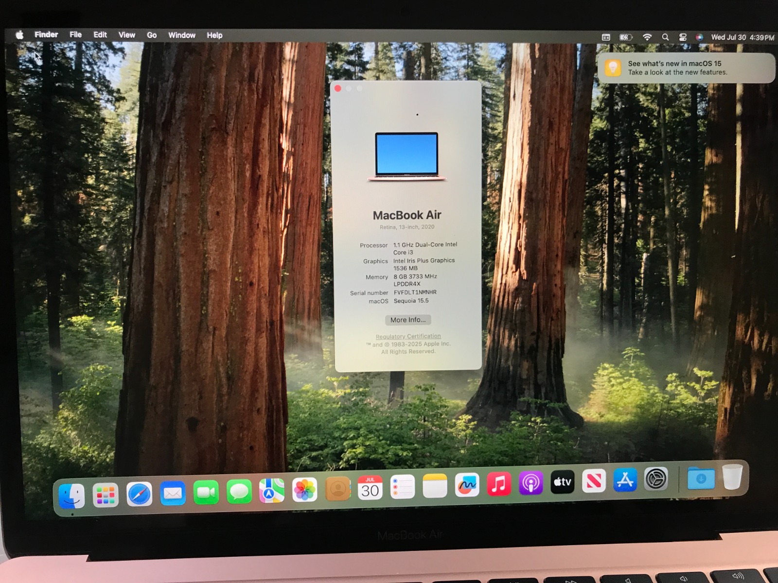 Apple MacBook Air 13″ i3 1.1Ghz  8GB 256GB Gold  2020 A2179 USED Read* #358