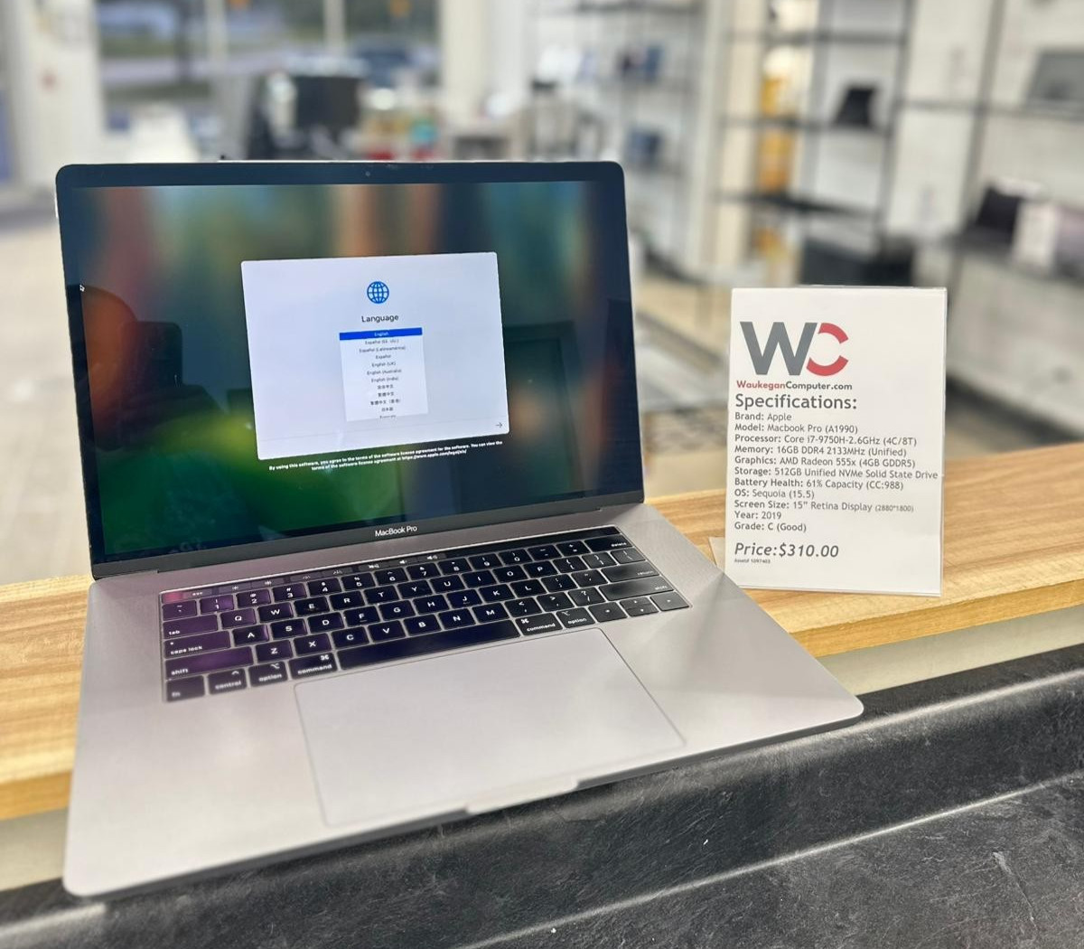 Apple Macbook Pro A1990 Core i7 9750H, 16GB DDR4, AMD Radeon 555X, 512GBSSD 2019