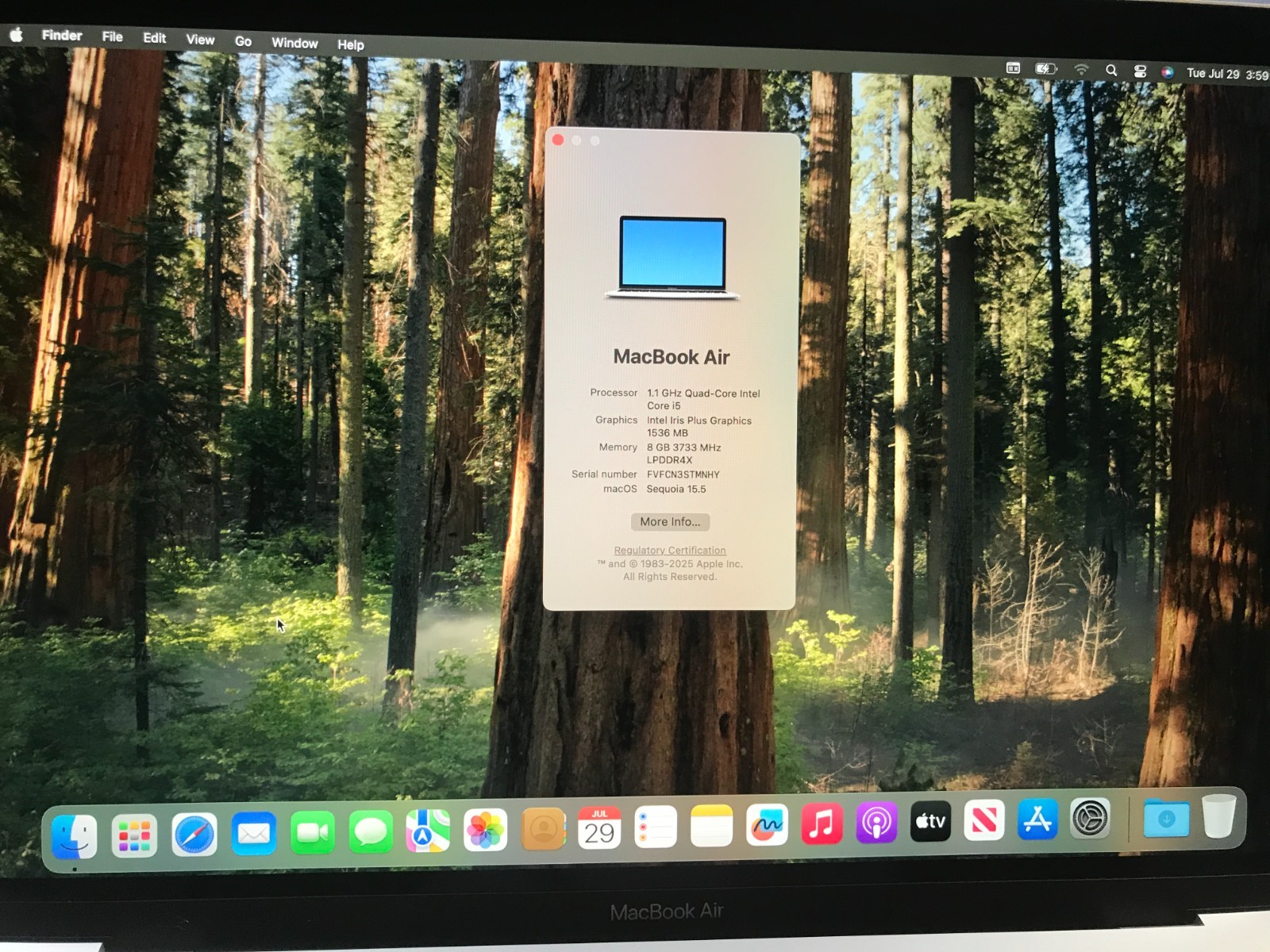 2020 Apple MacBook Air 13″ i5 1.1GHz 8GB 256GB Silver A2179 USED Read*#340