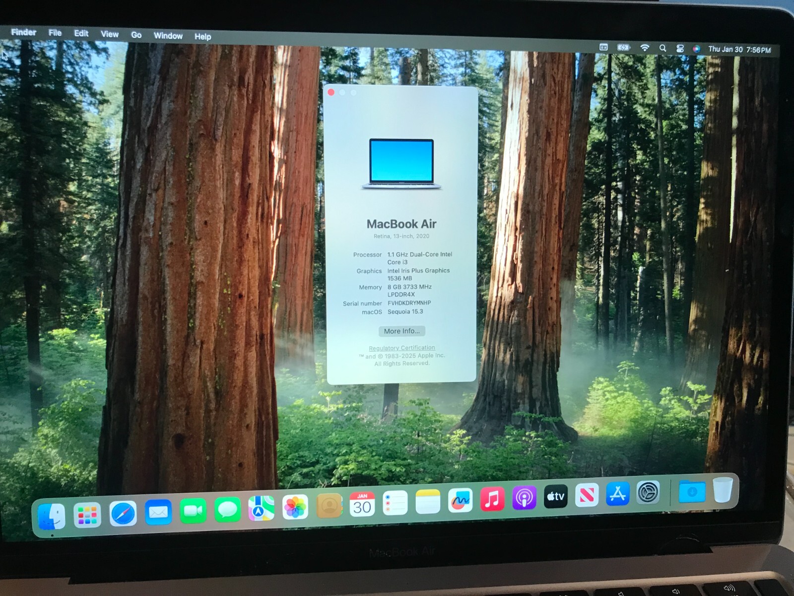 Apple MacBook Air 13″ 1.1GHz i3 8GB 256GB Space Gray A A2179 USED Read * #963