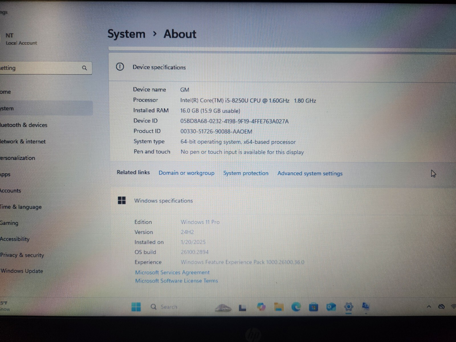 HP ProBook 650 G4 Laptop, Intel core i5 8250U,1.60GHZ 16GB 500GB, Windows 11 Pro