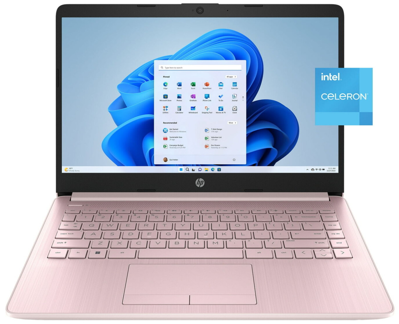 HP Stream Laptop 14″ Micro-Edge HD Celeron N4120 4GB 64GB eMMC Cam Win 11 S Pink