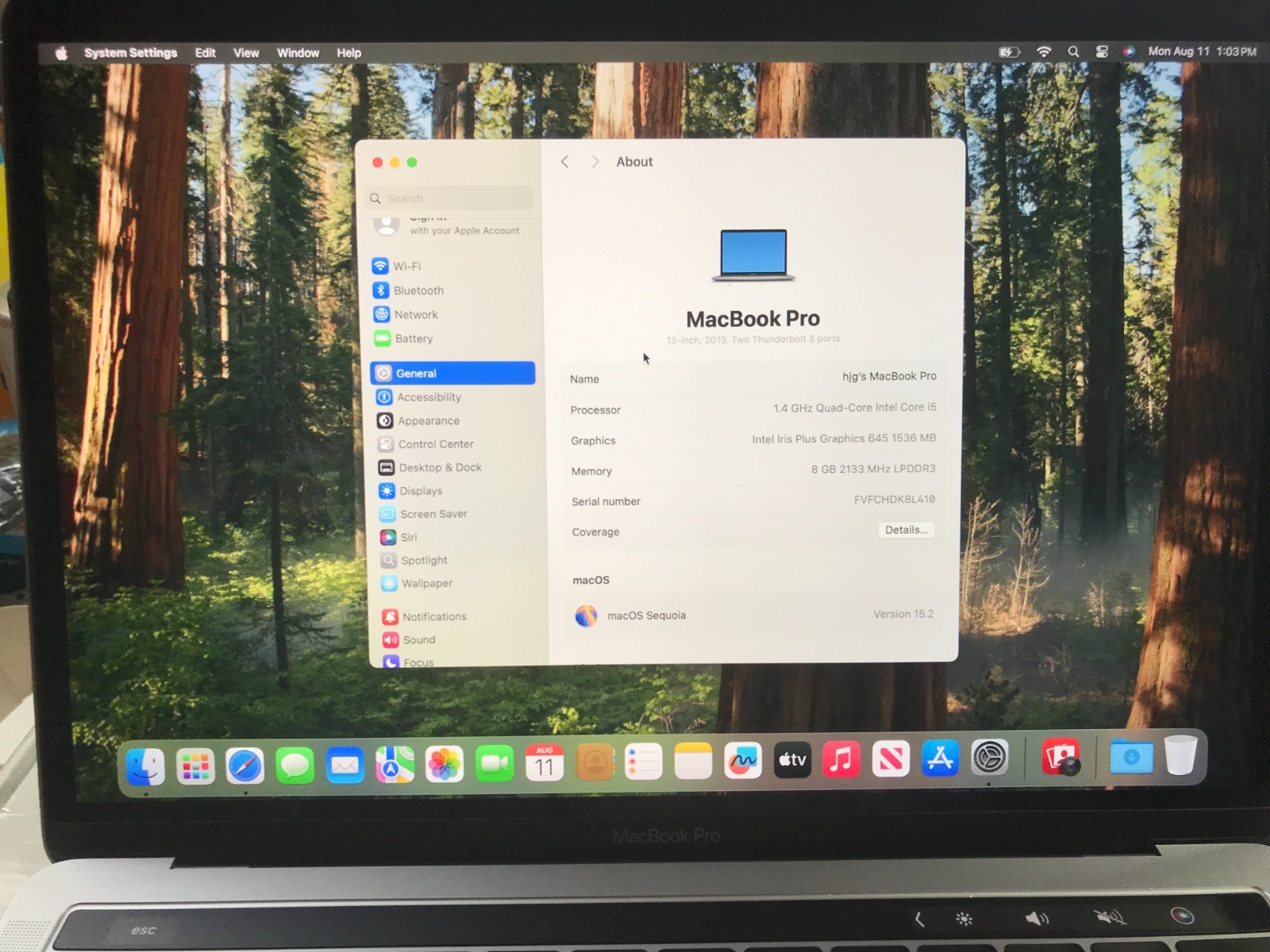 2019 Apple MacBook Pro 13.3″ i5 1.4GHz 8GB 256GB Gray A2159 Service Battery #410