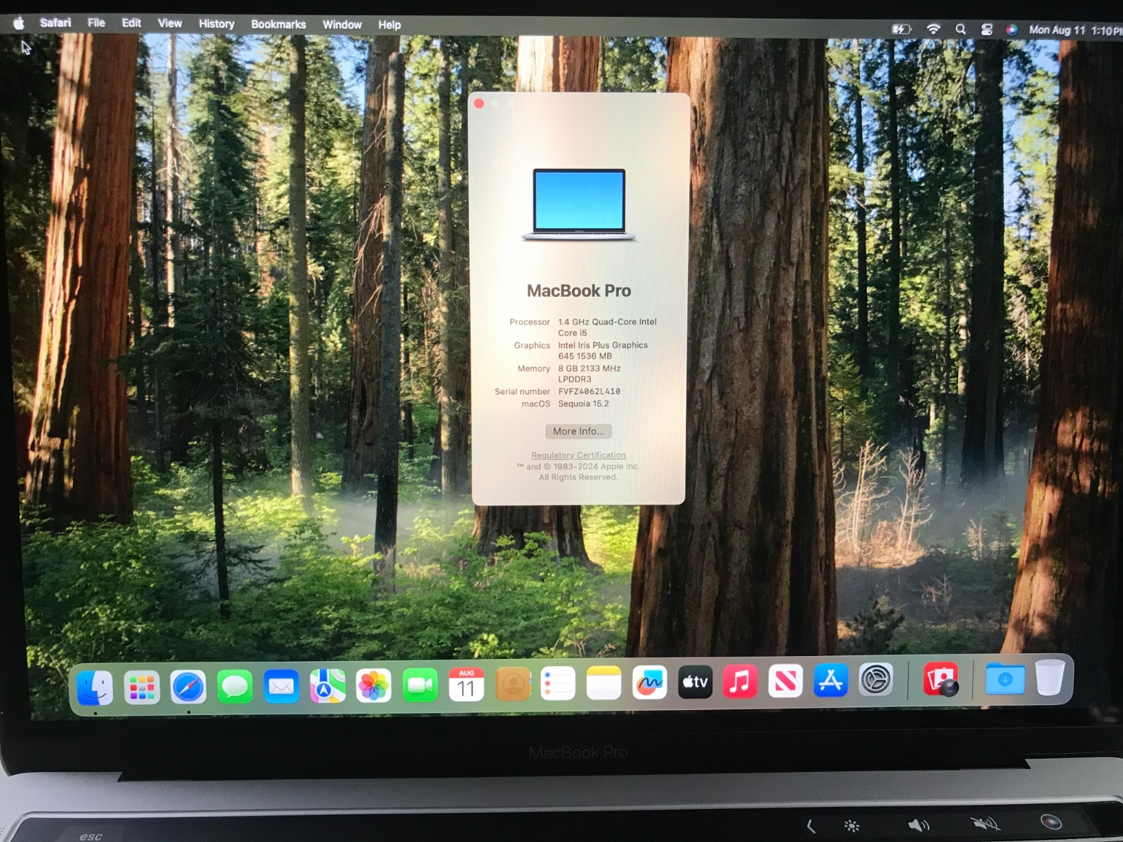 2019 Apple MacBook Pro 13.3″ i5 1.4GHz 8GB 256GB Gray A2159 Service Battery #411