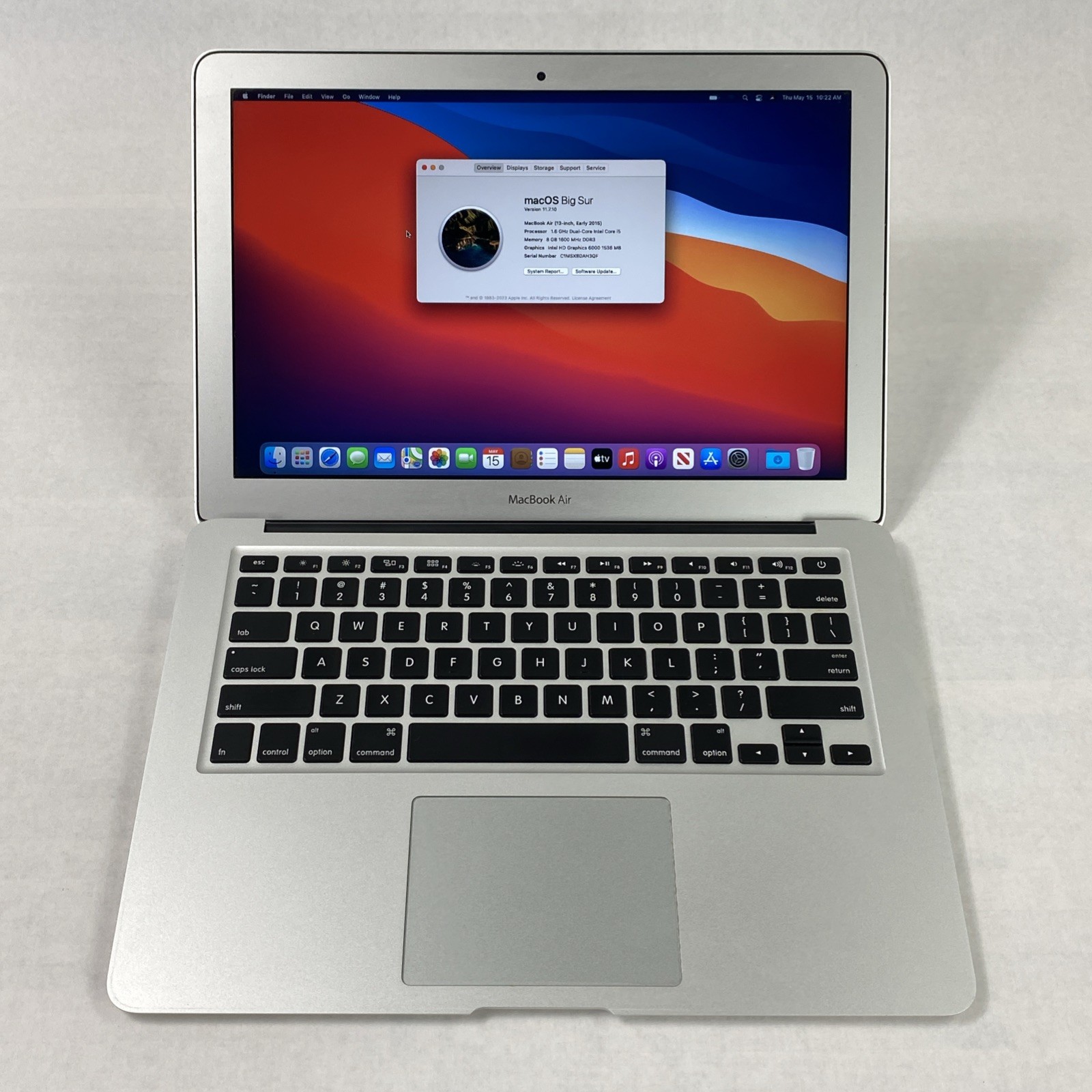 Apple MacBook Air A1466 2015 13″ 1.6GHz i5 4GB RAM 256GB SSD os11.7.1 723 Cycles