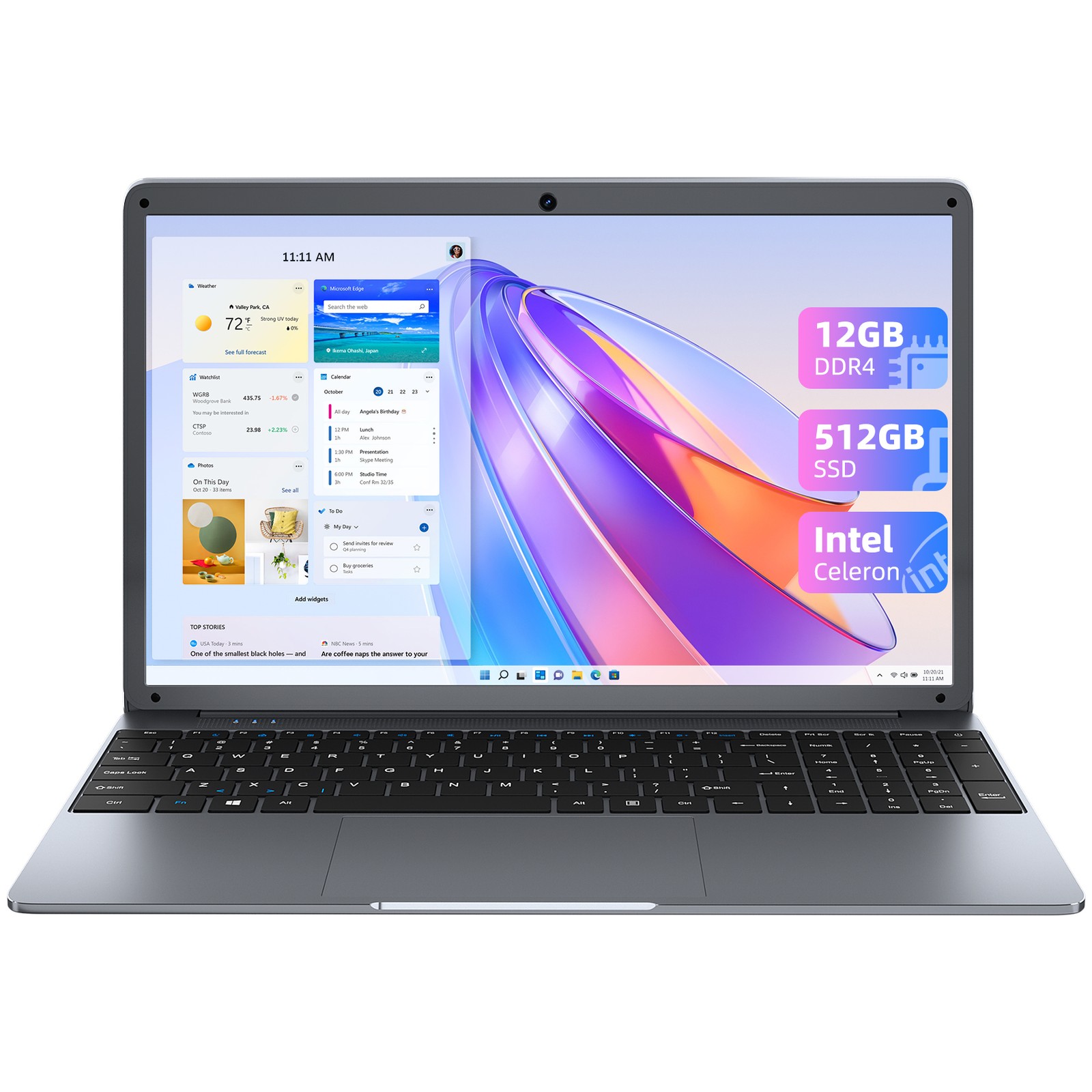 SGIN 15.6 ” Laptop 12GB RAM 512GB SSD Intel Celeron Quad-Core 2.9 GHz HD 1080P