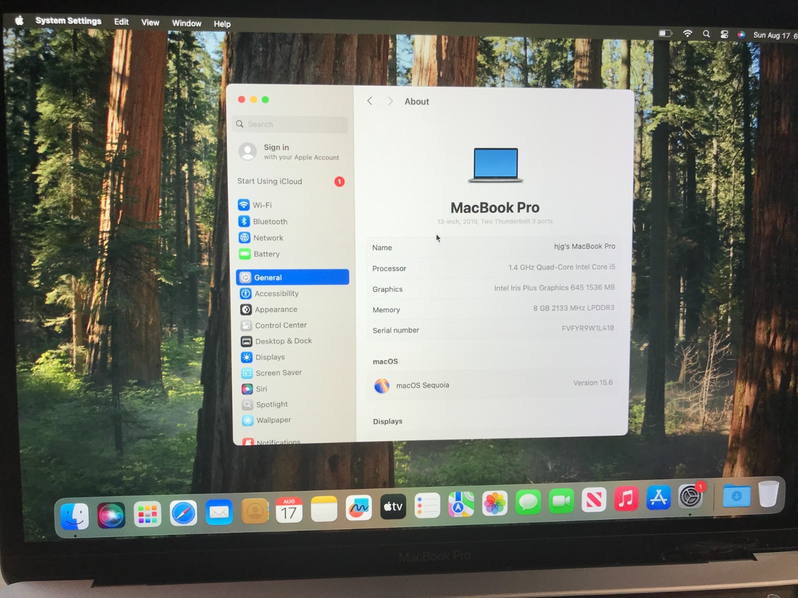 2019 Apple MacBook Pro 13.3″ i5 1.4GHz 8GB 256GB Gray A2159  USED Read* #434