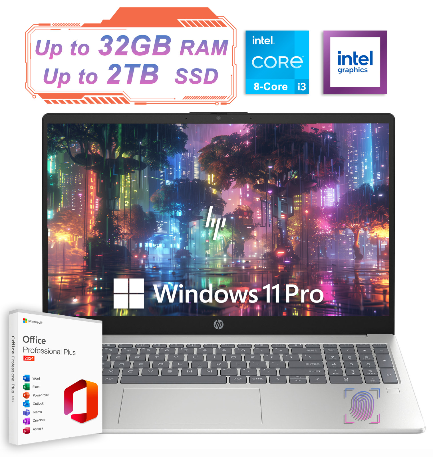 2025 HP Laptop Computer 15 Office 2024 FHD 8-Core Intel i3 Upto 32GB RAM 2TB SSD