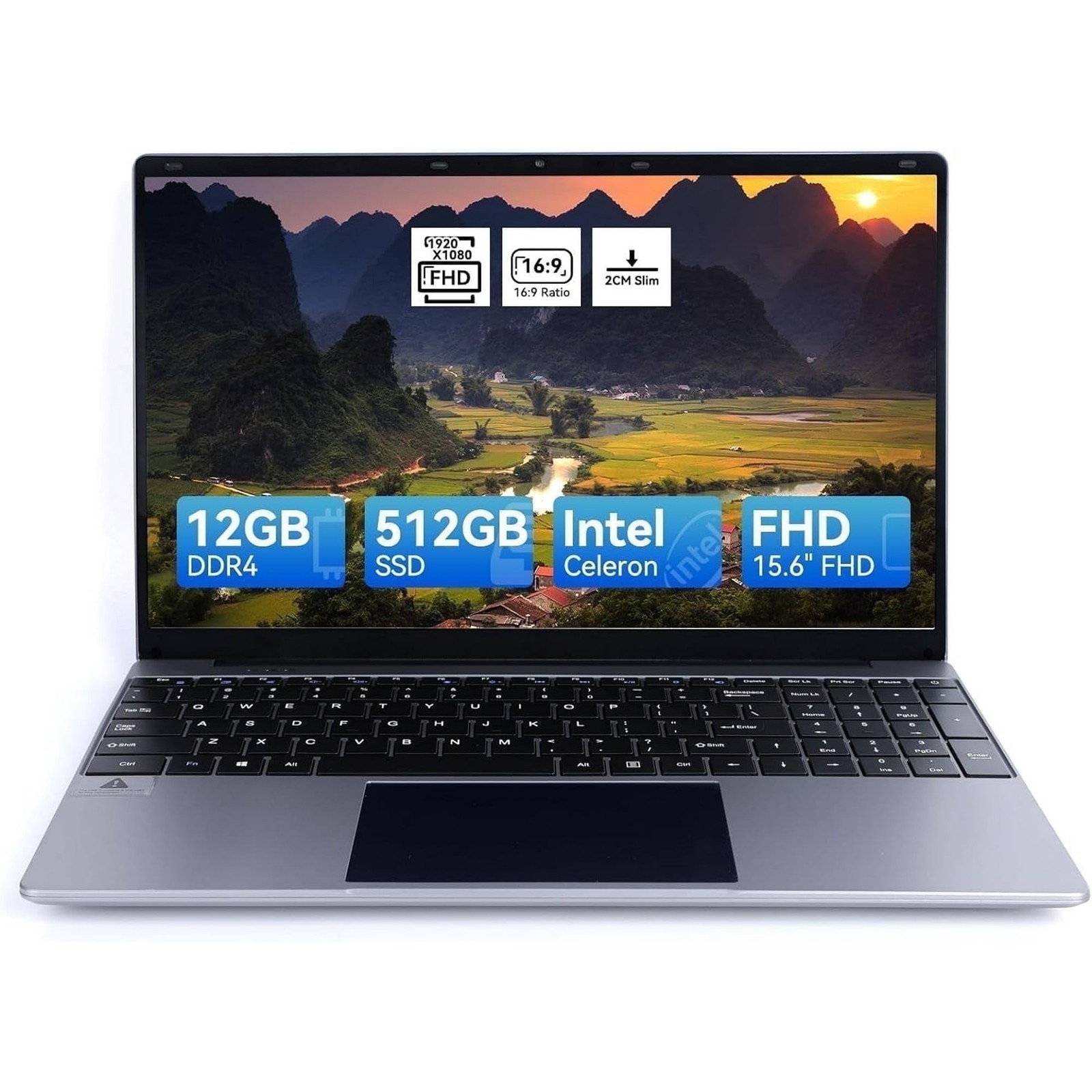 15.6 inch Laptop 12GB DDR4 + 512GB SSD Quad-Core Intel Celeron N5095 Processors
