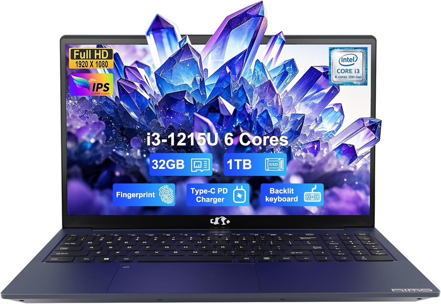NIMO 15.6 IPS FHD Laptop Intel 6-Cores i3-1215U, 32GB RAM 1TB SSD Wi-Fi 6 Numpad