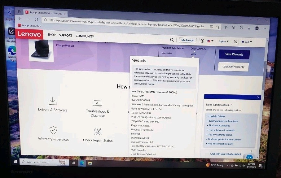 Lenovo Thinkpad TPW541 20ef000nus