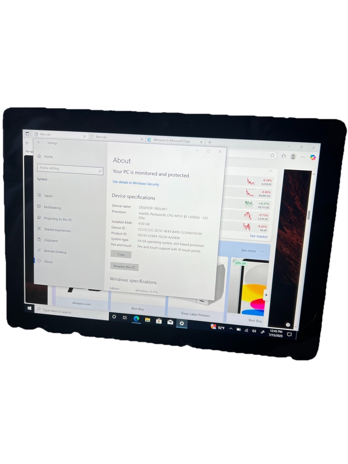 Lot Of 5 Microsoft Surface Go 1824 Pentium 4415Y 1.6GHz 4GB RAM 64GB SSD