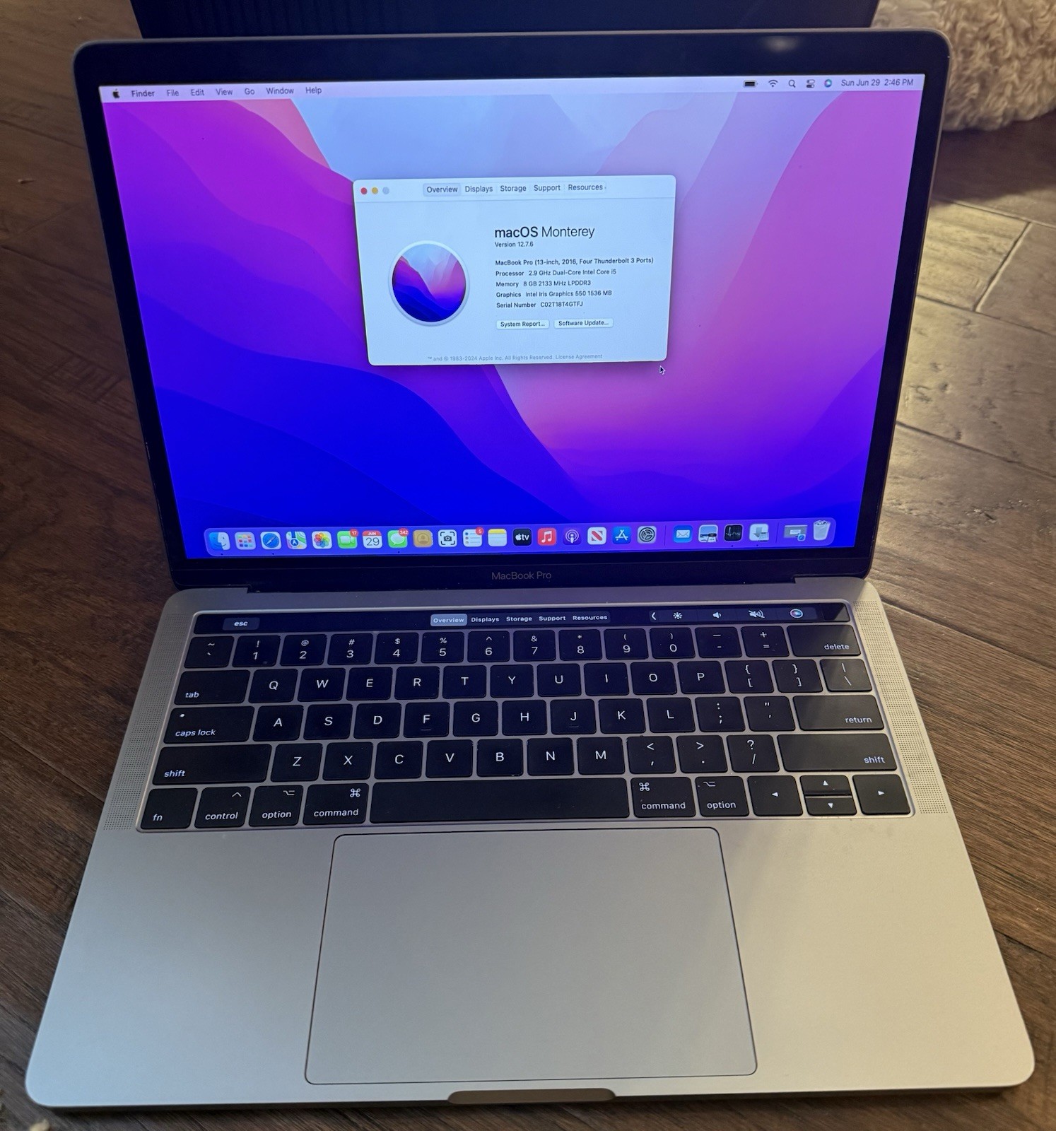 APPLE MACBOOK PRO 13″ TOUCH BAR 2016 i5 2.9 GHz 8GB RAM 256GB STOR (SILVER) USED