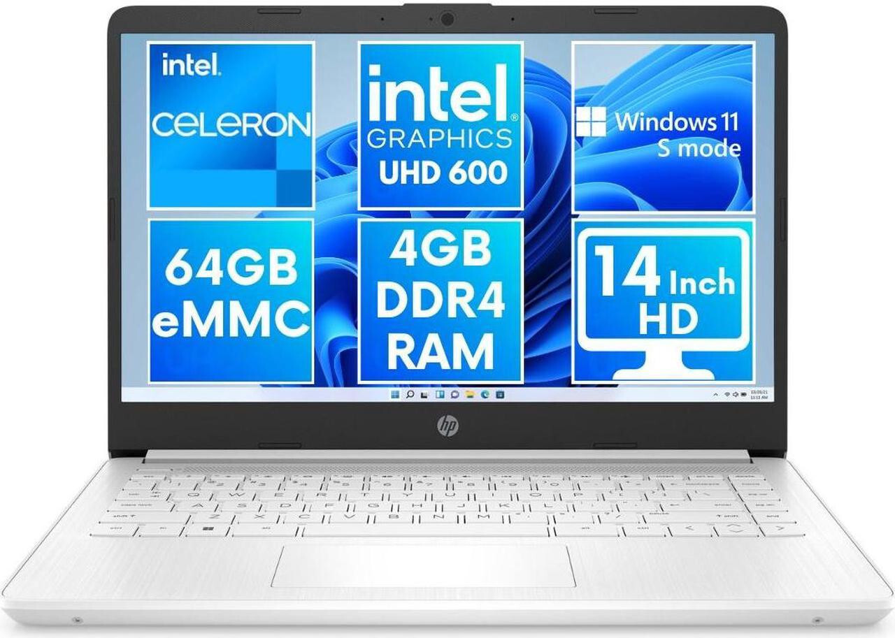 BRAND NEW HP 14″ Laptop N4120 1.10GHz 4GB RAM 64GB eMMC Storage 14-in HD Display