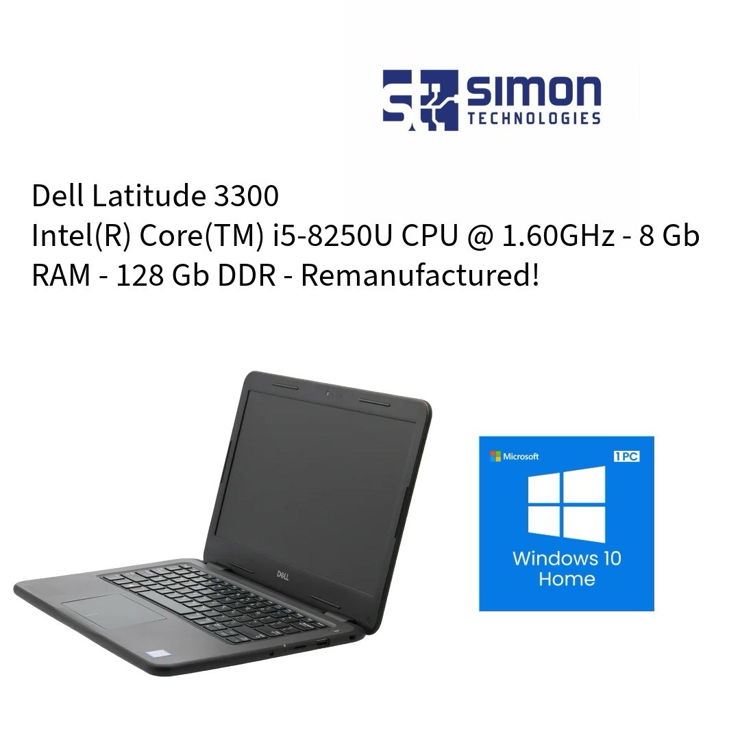 Dell Latitud 3300 Laptop, Intel(R) Core(TM) i5-8250U CPU @ 1.60GHz, 8 Gb RAM 🔥