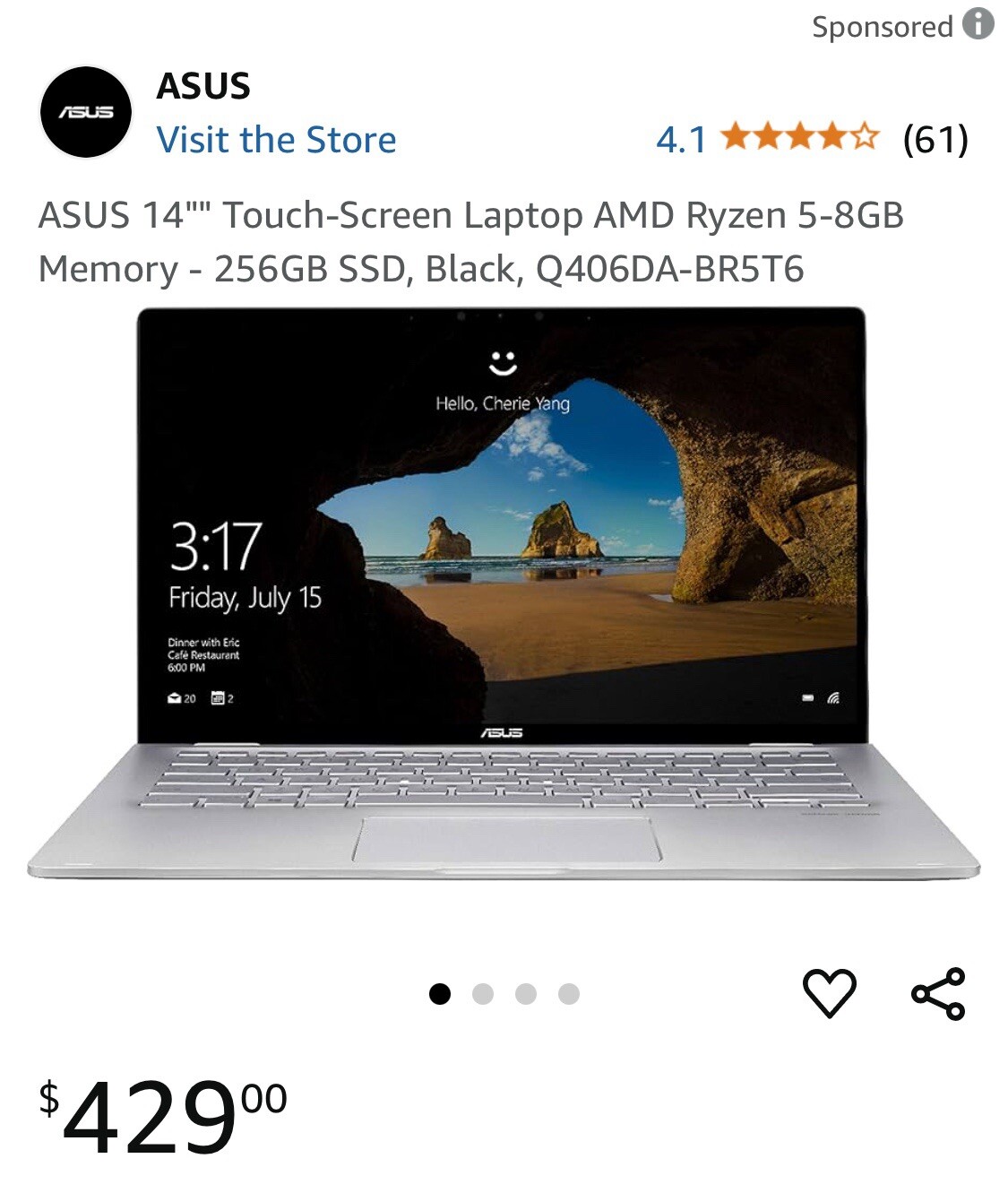 ASUS 14″” Touch-Screen Laptop  With Upgraded Storage