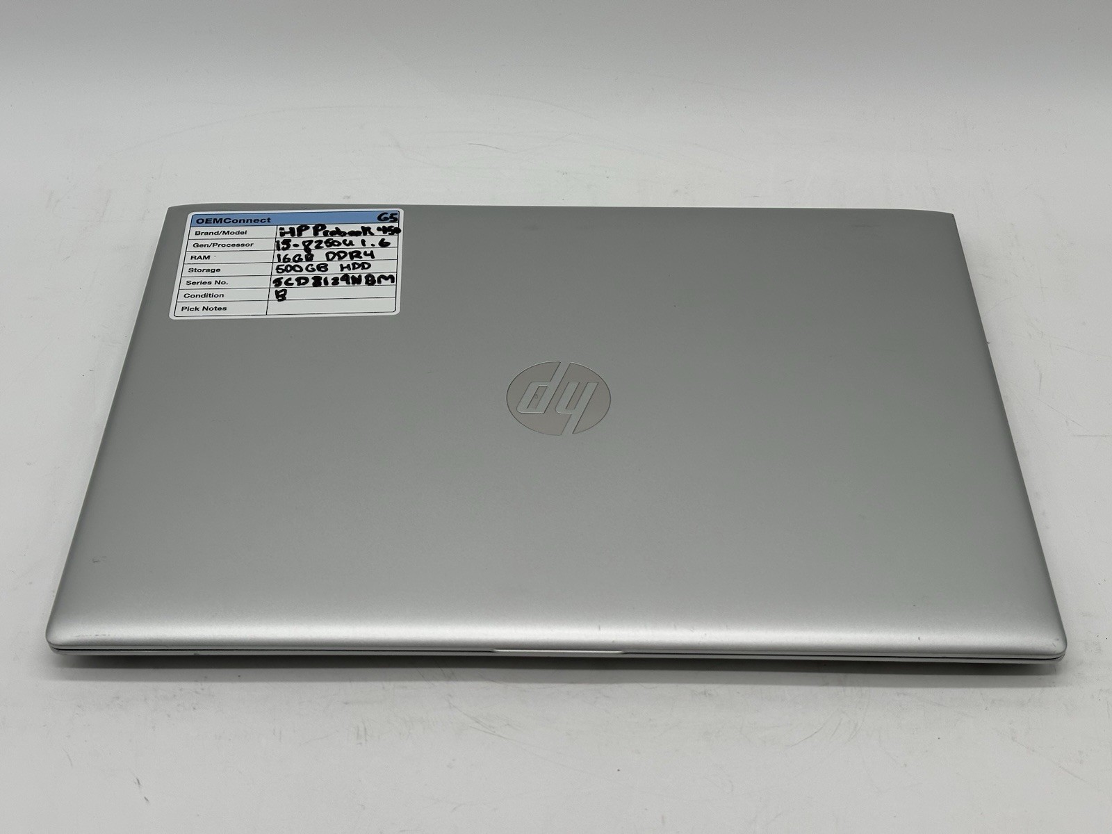 HP ProBook 450 G5 (i5-8250U, 1.60GHz, 16GB RAM, 500GB SATA) No OS/AC