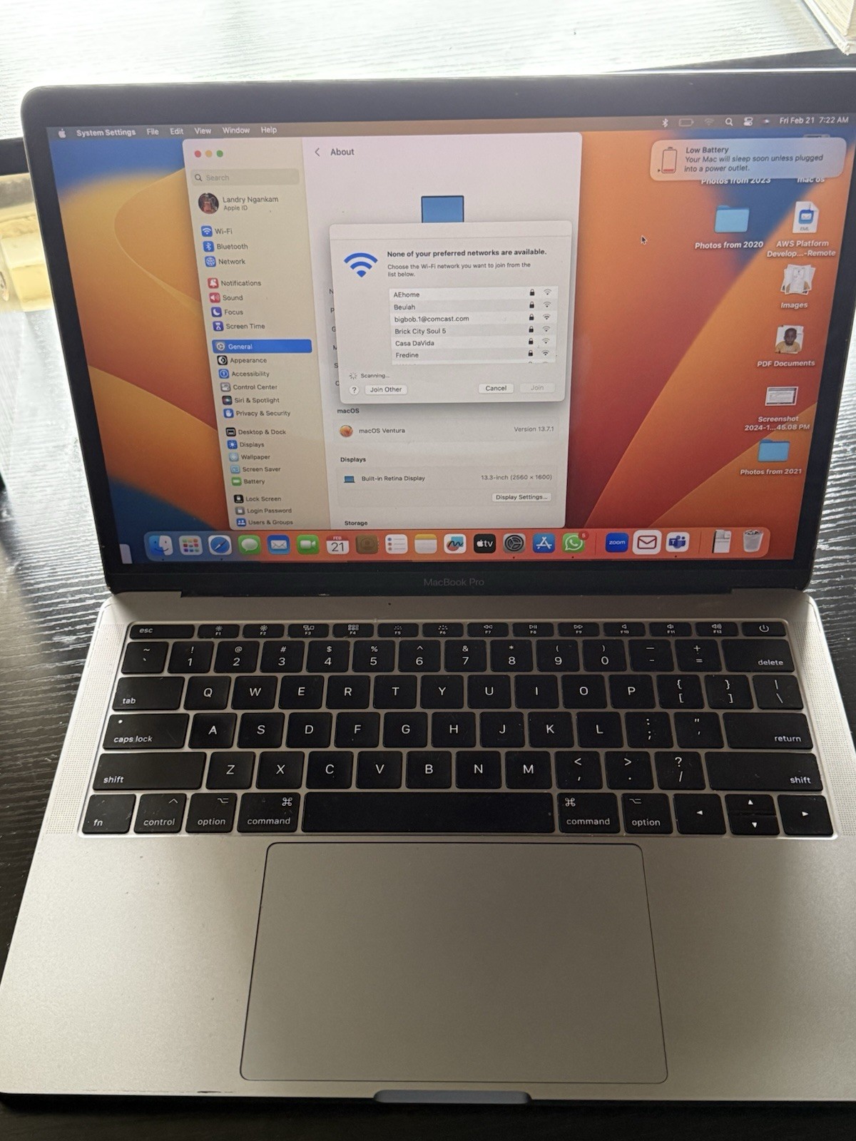 Apple MacBook Pro a1708 Intel i5-7360U 8GB RAM 128GB NVMe Ventura 13.6.8