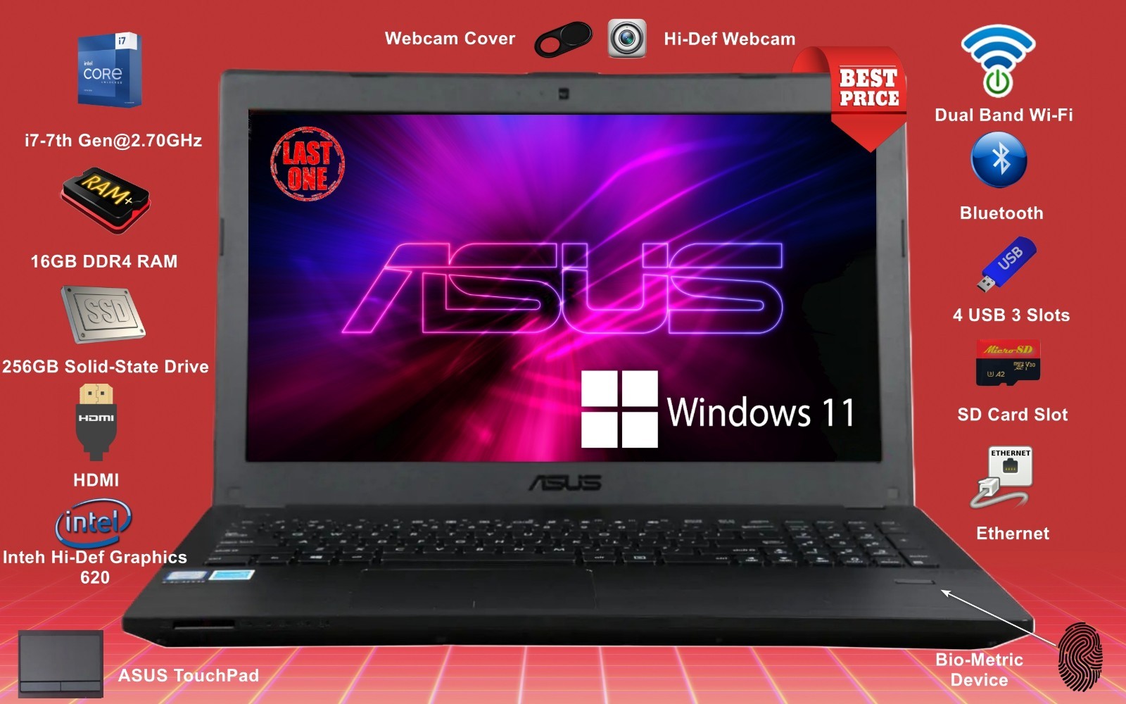 ASUSPRO P2540U i7@2.70 GHz 16GB 256 GB SSD WIN 11 PRO+500GB HDD 4 eXtra STORAGE