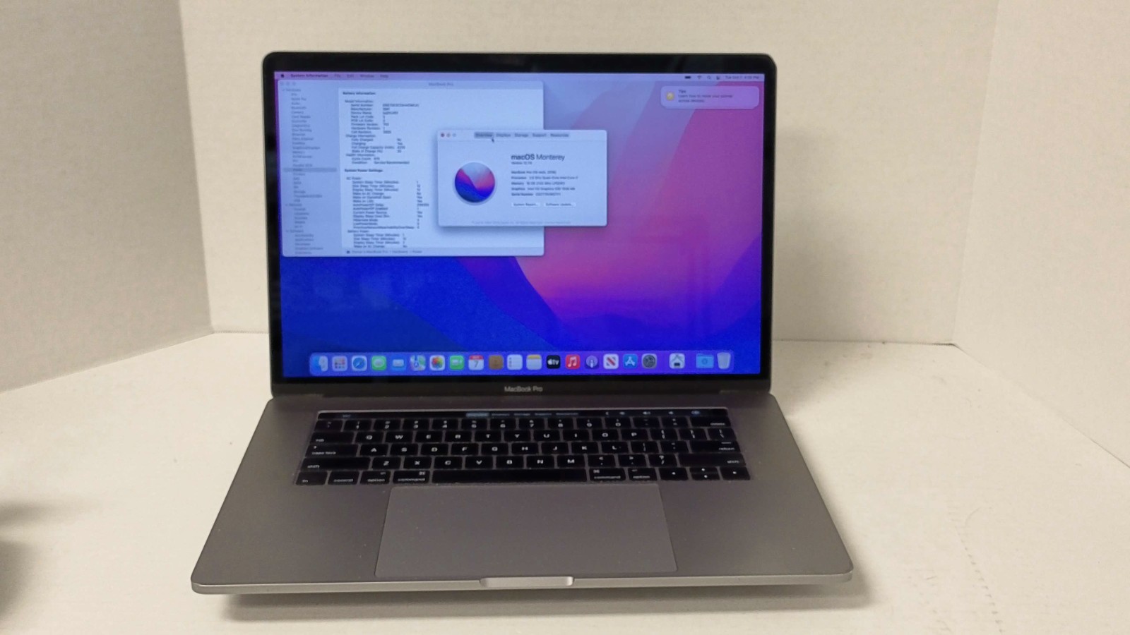 Apple MacBook Pro A1707 i7-2.9GHz 16GB MEM 512GB SSD Touch Bar (G)