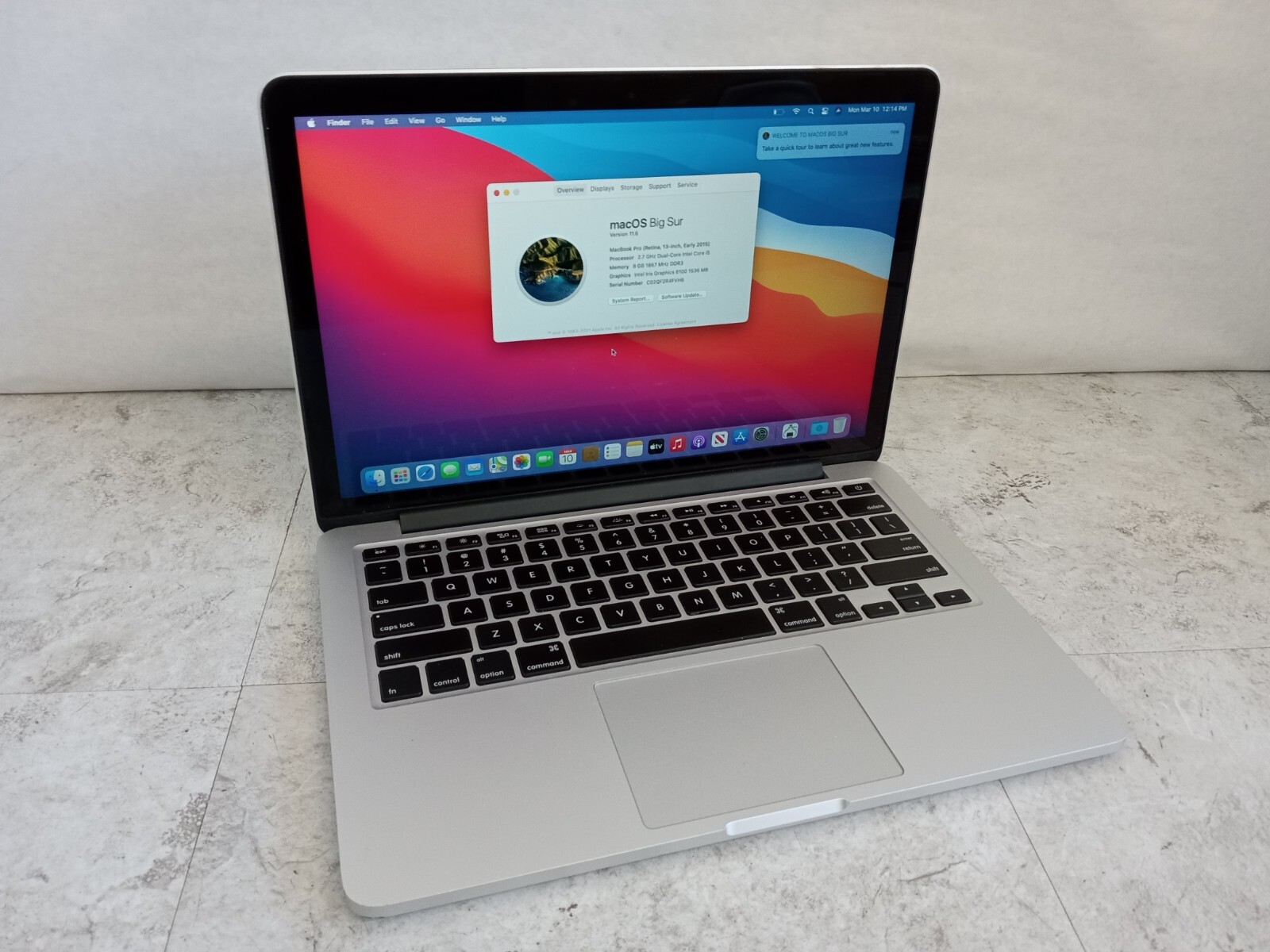 Apple MacBook Pro Retina 13″ 2015 i5 2.7GHz 8GB 256GB SSD macOS 11.6 -READ -RR