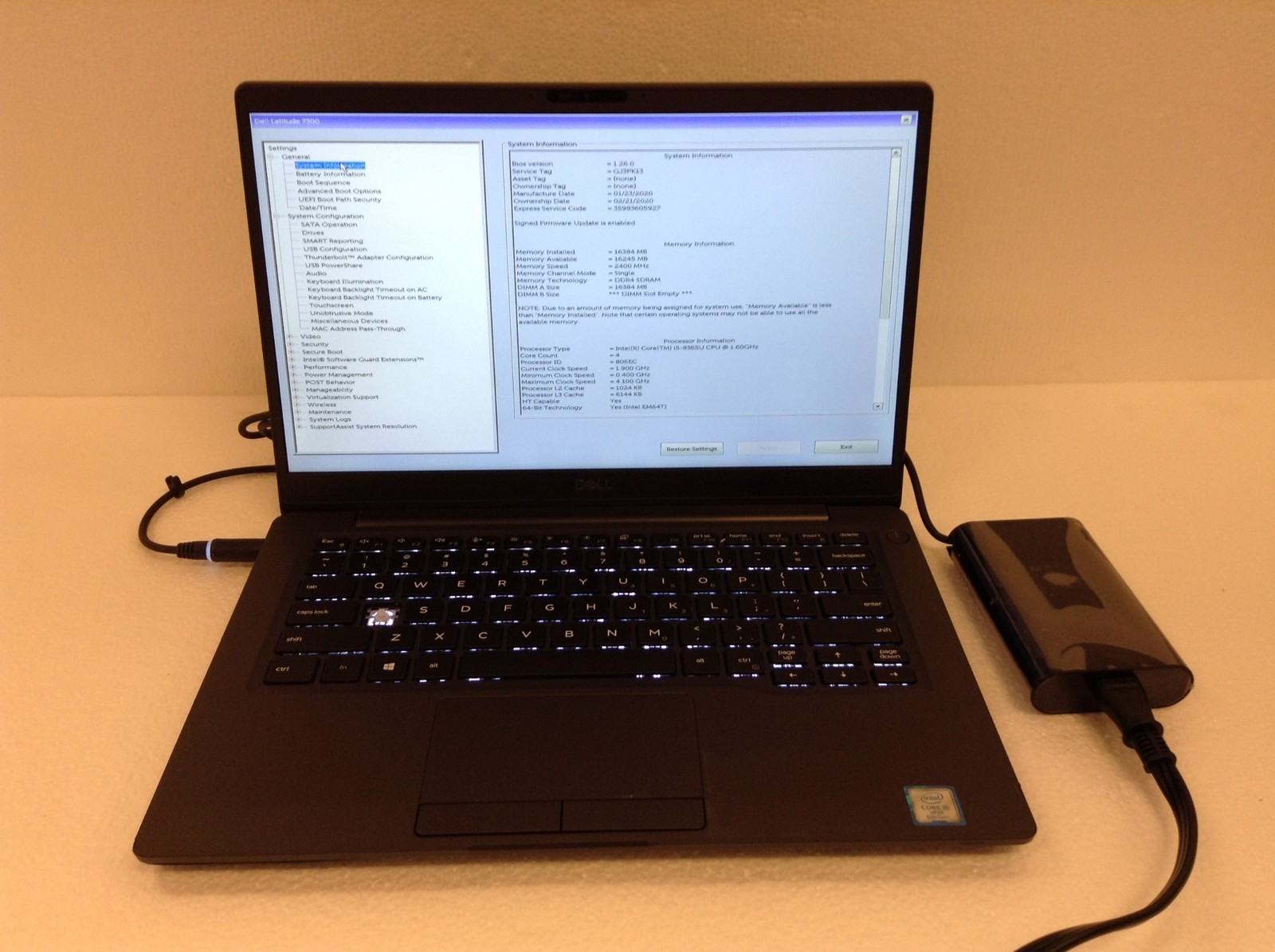 Dell Latitude 7300 i5-8365U 1.60Ghz 8Th Gen 13.3″ Laptop w/ AC Adapter, WORKING