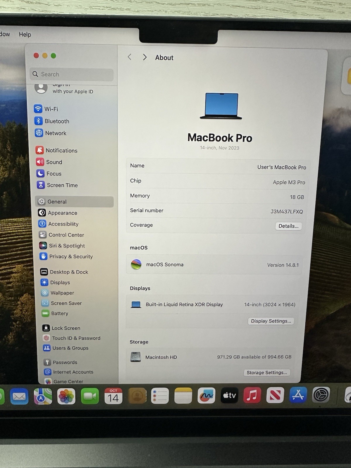 Apple MacBook Pro 14″ Black, Chip M3 PRO 18GB, 1TB SSD