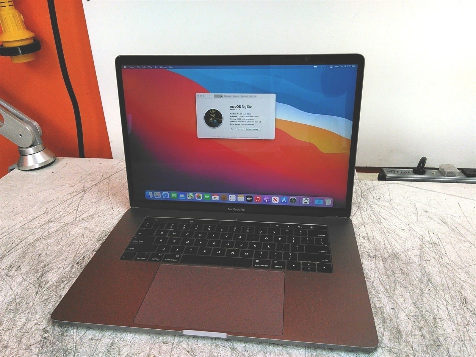 Apple MacBook Pro A1990 Intel Core i7 2.2GHz 6-Cores 16GB 250GB SSD MacOS AS-IS