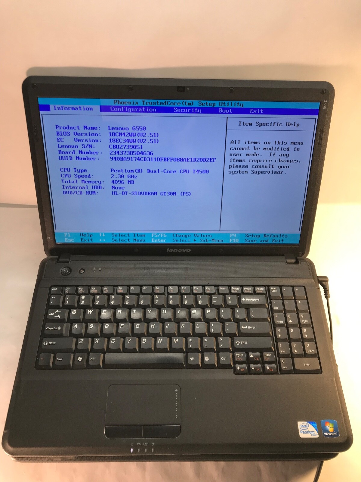 LOT OF 2-Lenovo G550 15″ Intel Pentium Dual-Core 2.3 GHz 4Gb RAM NO HDD -MZ