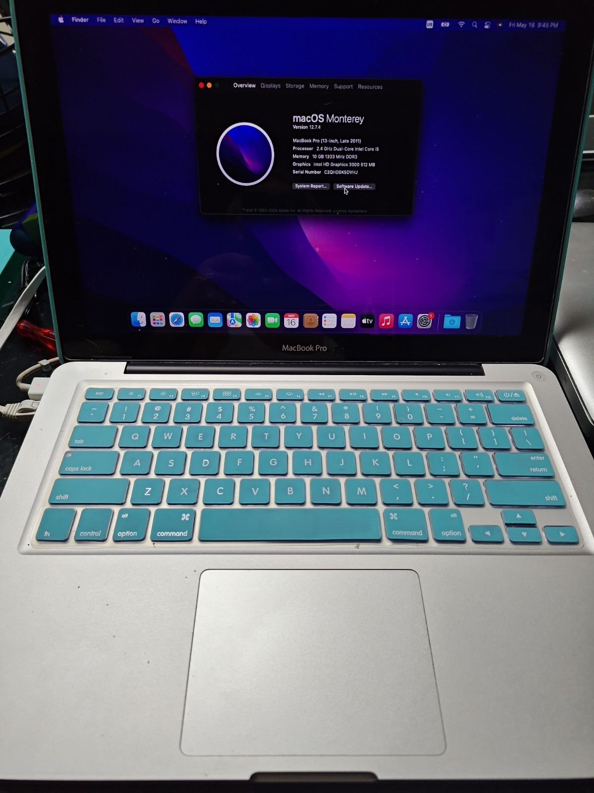 Apple MacBook Pro A1278 13 inch Laptop – A1278 Updated  Monterrey w/charger