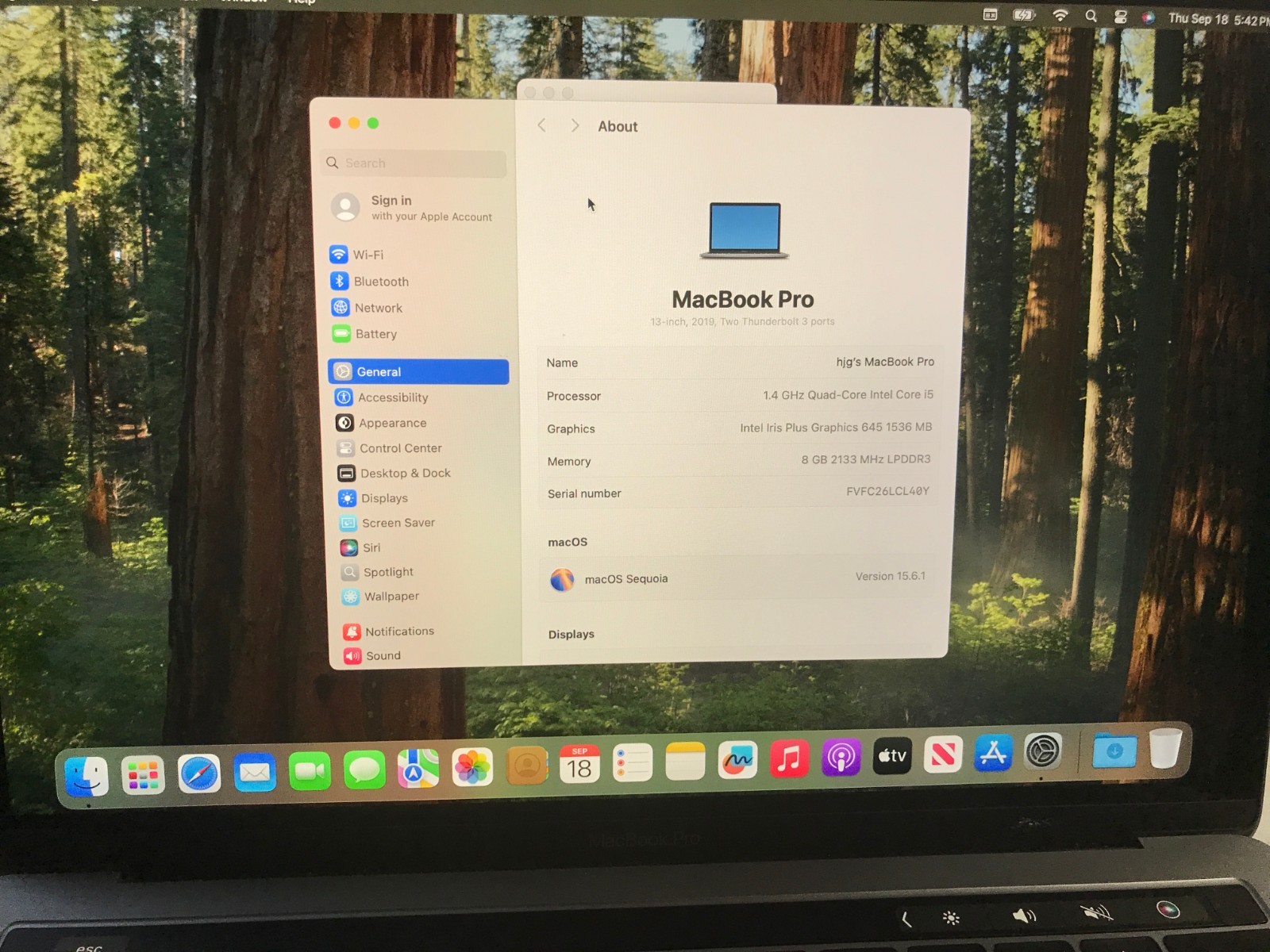 2019 Apple MacBook Pro 13.3″ i5 1.4GHz 8GB 128GB Gray A2159  USED Read* #636